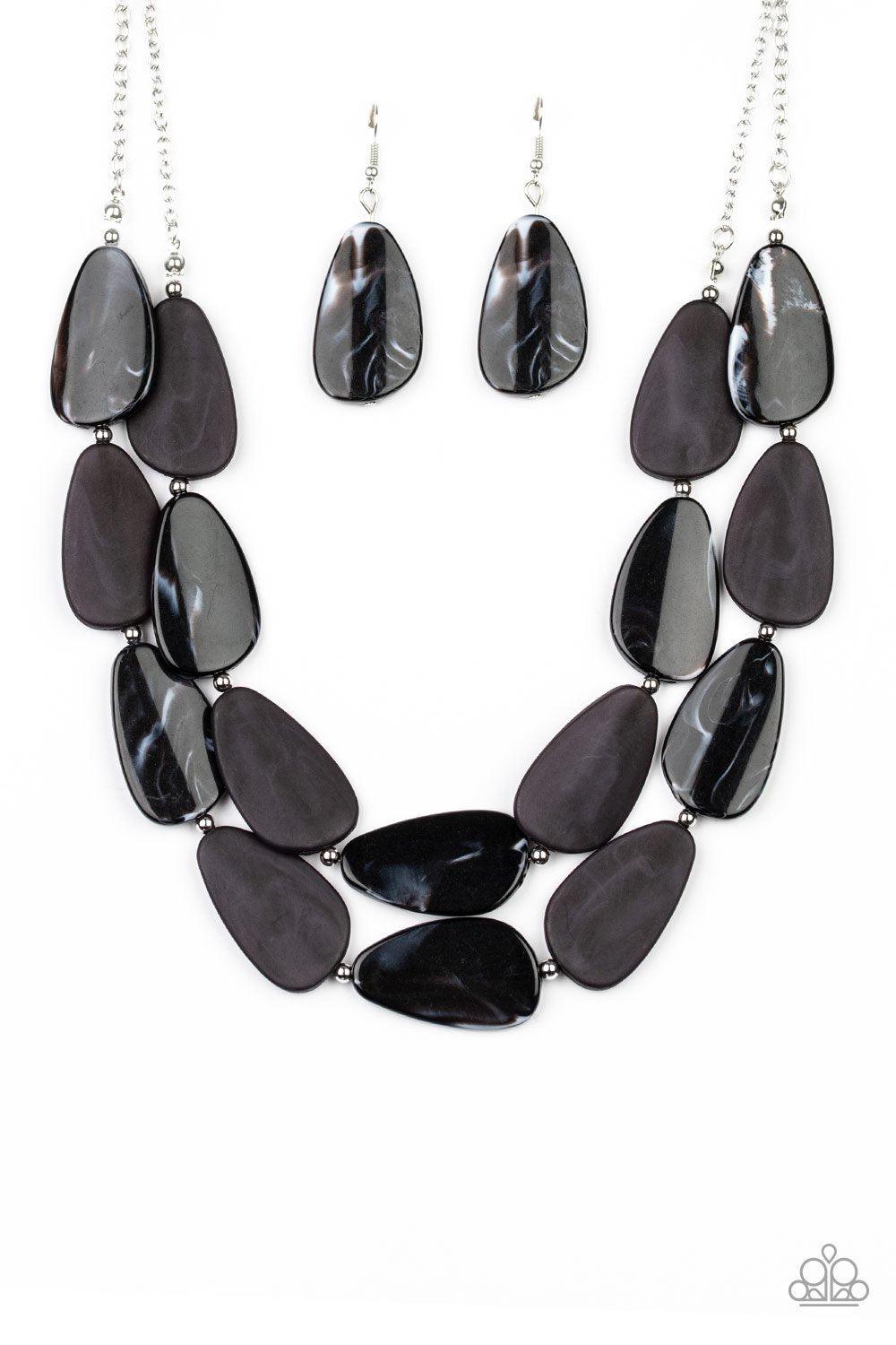 Colorfully Calming Black Faux-Marble Necklace - Paparazzi Accessories- lightbox - CarasShop.com - Paparazzi Jewelry by Cara Jewels