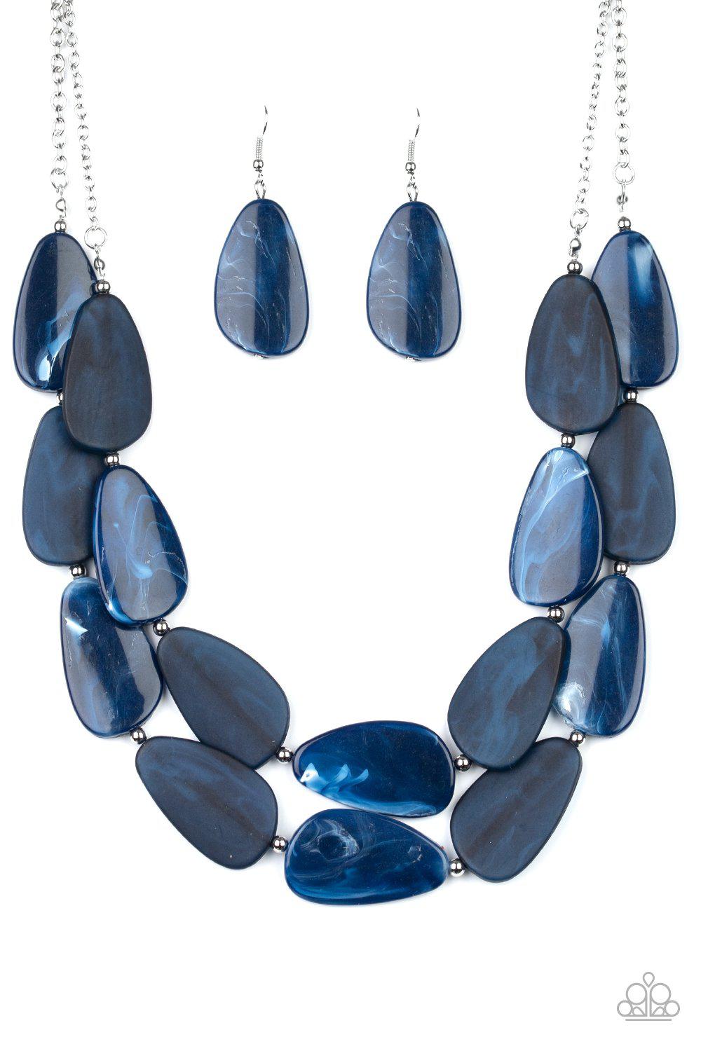 Colorfully Calming Blue Faux-Marble Necklace - Paparazzi Accessories- lightbox - CarasShop.com - Paparazzi Jewelry by Cara Jewels