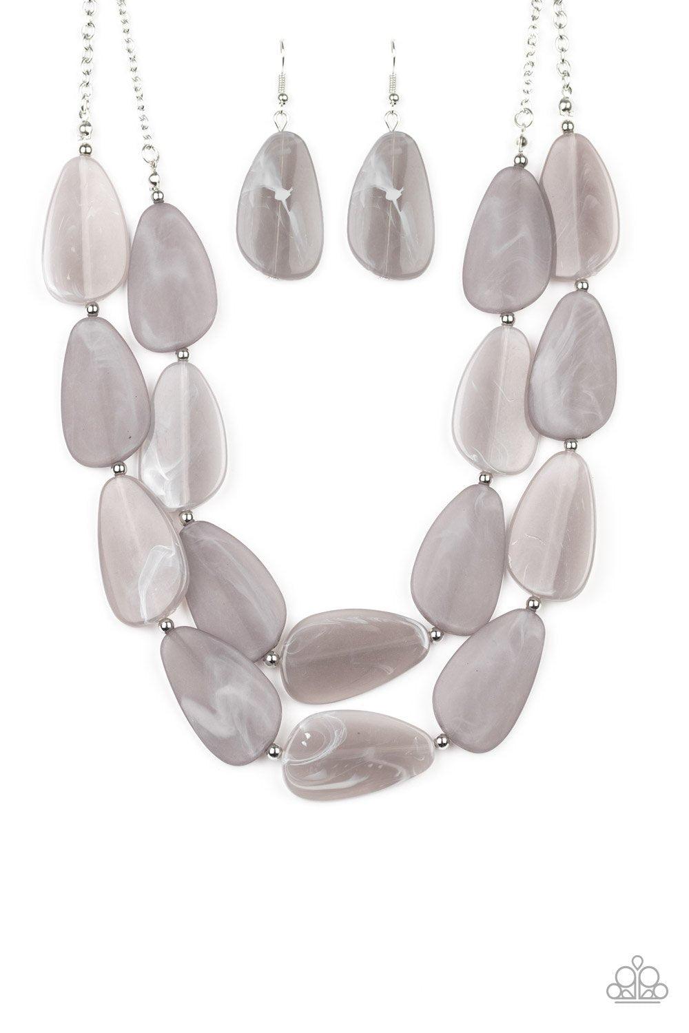 Colorfully Calming Silver Faux-Marble Necklace - Paparazzi Accessories- lightbox - CarasShop.com - Paparazzi Jewelry by Cara Jewels