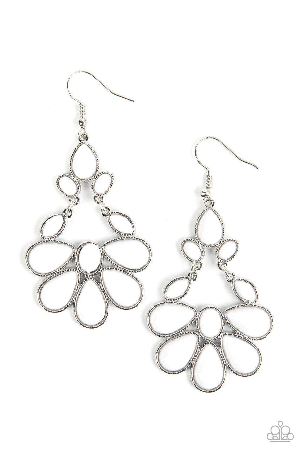 Colorfully Canopy White Earrings - Paparazzi Accessories- lightbox - CarasShop.com - Paparazzi Jewelry by Cara Jewels