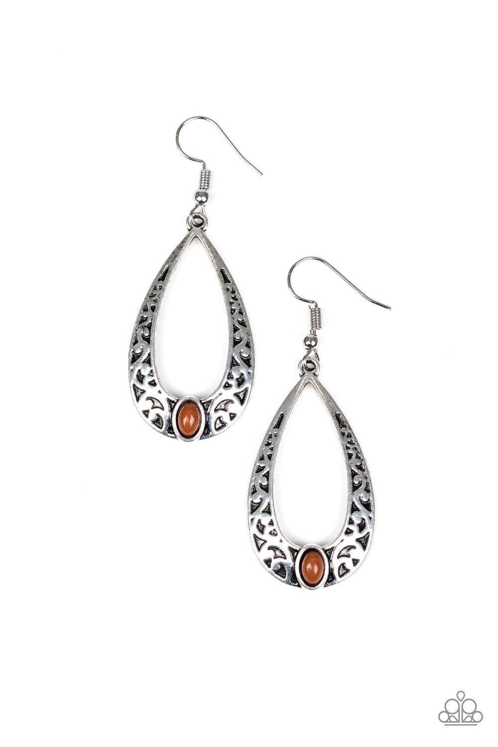 Colorfully Charismatic Brown Earrings - Paparazzi Accessories- lightbox - CarasShop.com - Paparazzi Jewelry by Cara Jewels