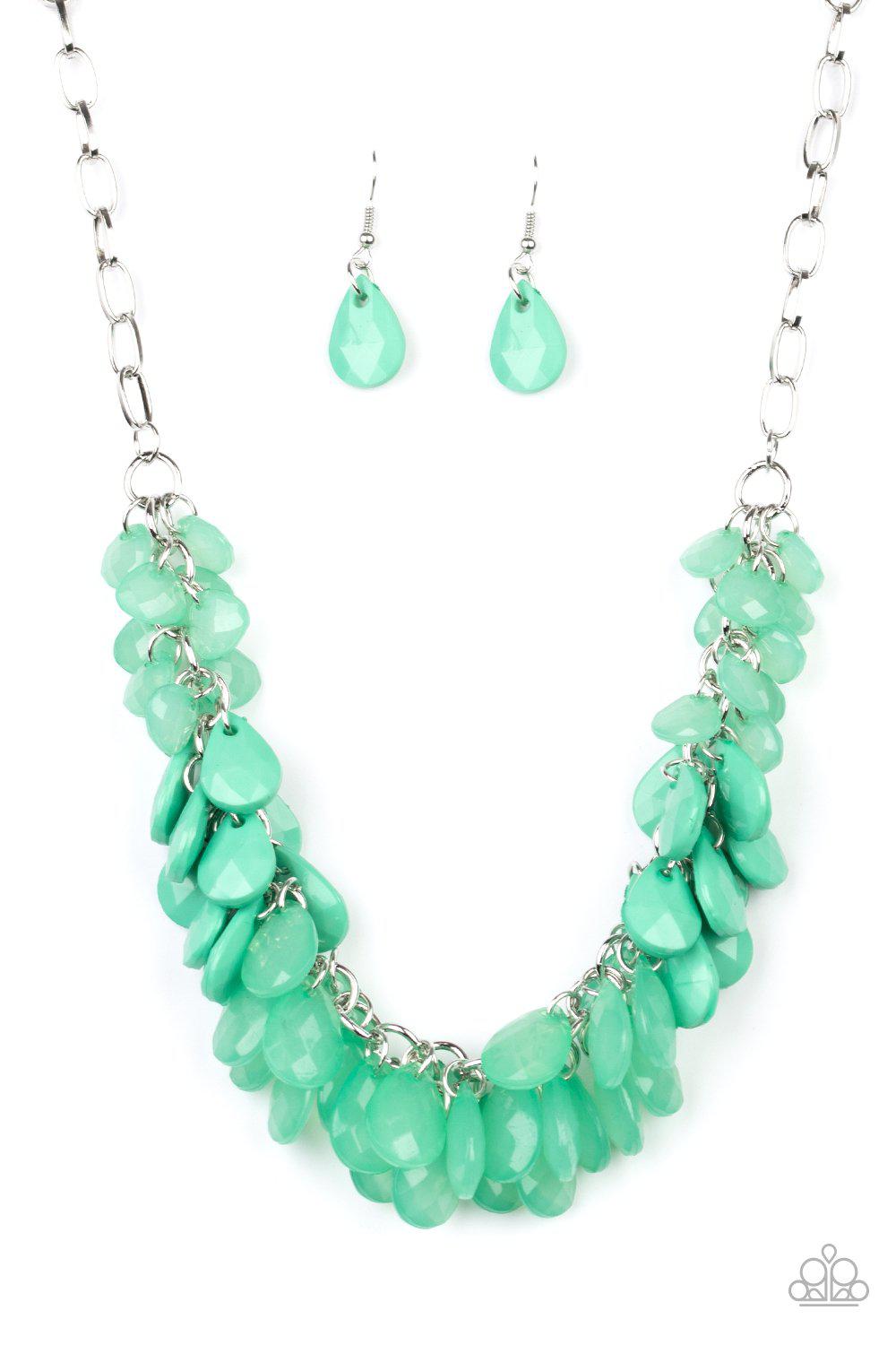 Colorfully Clustered Green Necklace - Paparazzi Accessories- lightbox - CarasShop.com - Paparazzi Jewelry by Cara Jewels