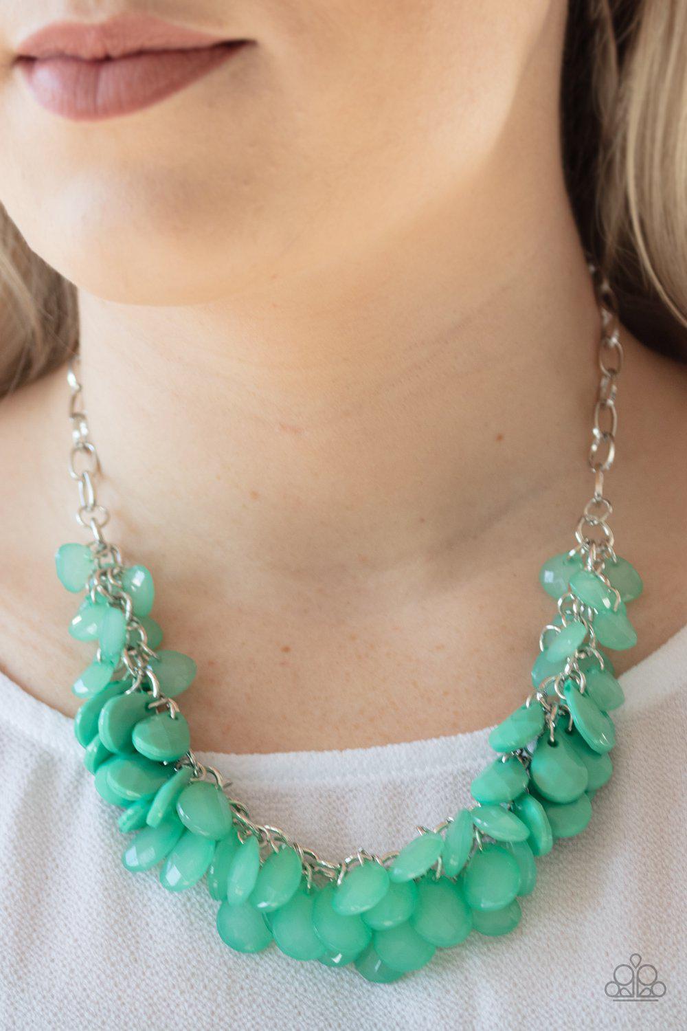 Colorfully Clustered Green Necklace - Paparazzi Accessories- on model - CarasShop.com - Paparazzi Jewelry by Cara Jewels