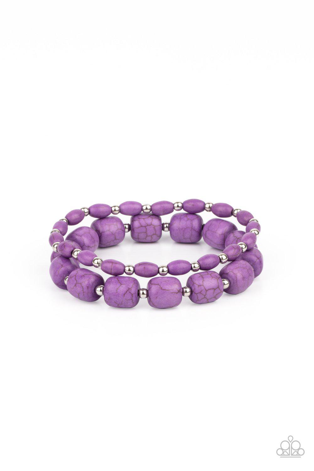 Colorfully Country Purple Stone Bracelet Set - Paparazzi Accessories- lightbox - CarasShop.com - Paparazzi Jewelry by Cara Jewels