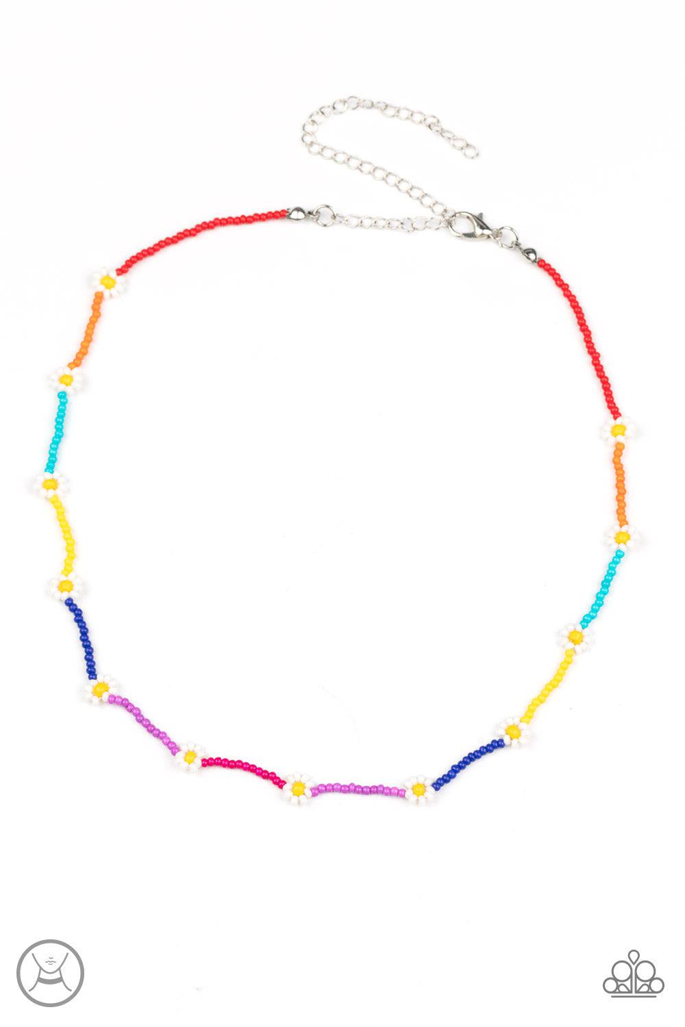 Colorfully Flower Child Multi Seed Bead Choker Necklace - Paparazzi Accessories- lightbox - CarasShop.com - Paparazzi Jewelry by Cara Jewels