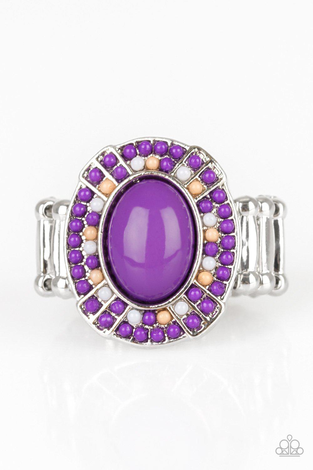 Colorfully Rustic Purple Ring - Paparazzi Accessories- lightbox - CarasShop.com - Paparazzi Jewelry by Cara Jewels