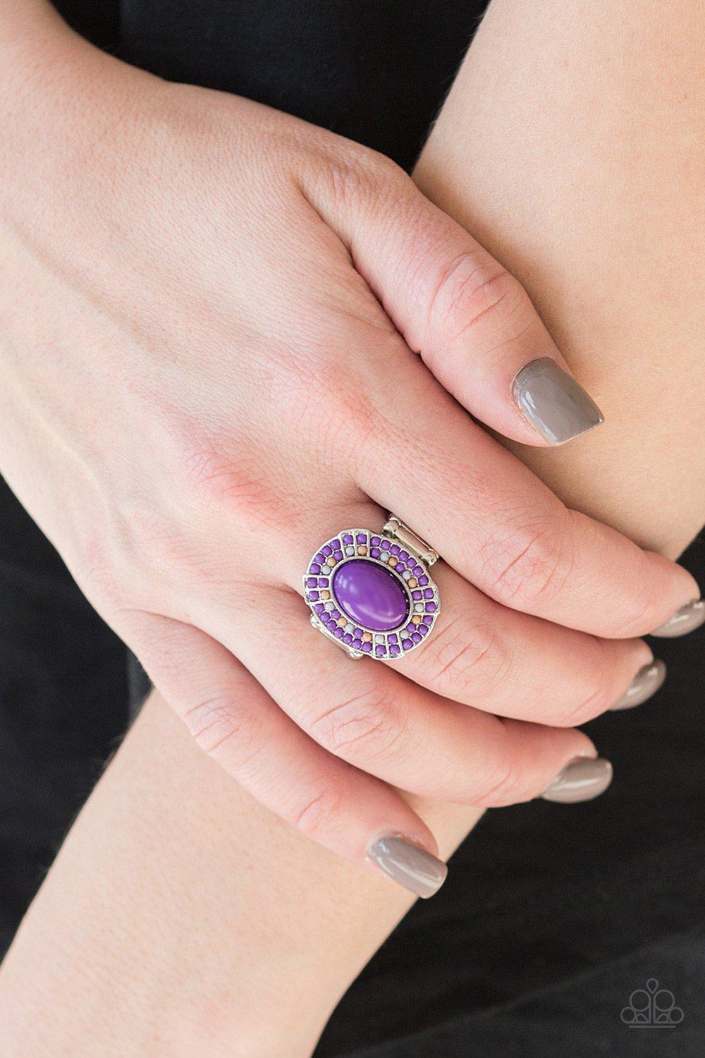 Colorfully Rustic Purple Ring - Paparazzi Accessories- on model - CarasShop.com - Paparazzi Jewelry by Cara Jewels