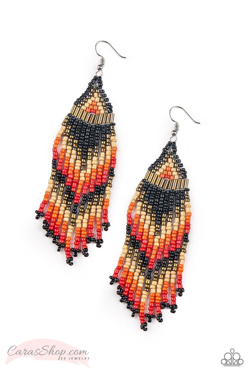 Colors of the Wind - Multi-color Seed Bead Earrings - Paparazzi Accessories- lightbox - CarasShop.com - Paparazzi Jewelry by Cara Jewels