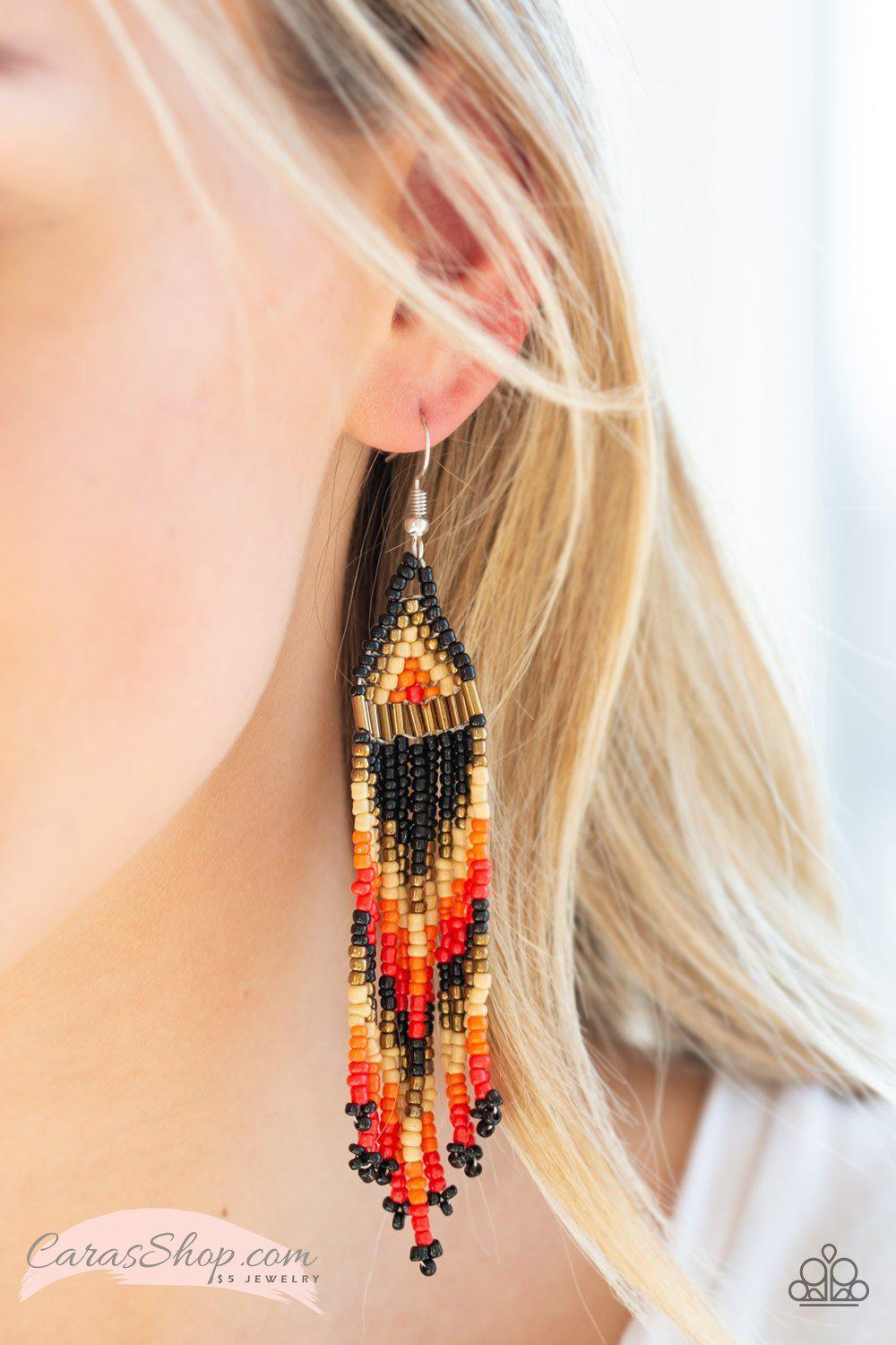 Colors of the Wind - Multi-color Seed Bead Earrings - Paparazzi Accessories- on model - CarasShop.com - Paparazzi Jewelry by Cara Jewels