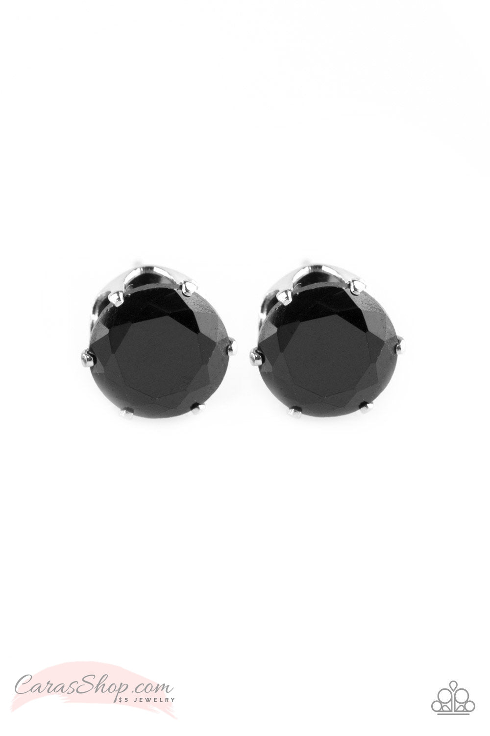 Come Out On Top Black Post Earrings - Paparazzi Accessories- lightbox - CarasShop.com - Paparazzi Jewelry by Cara Jewels