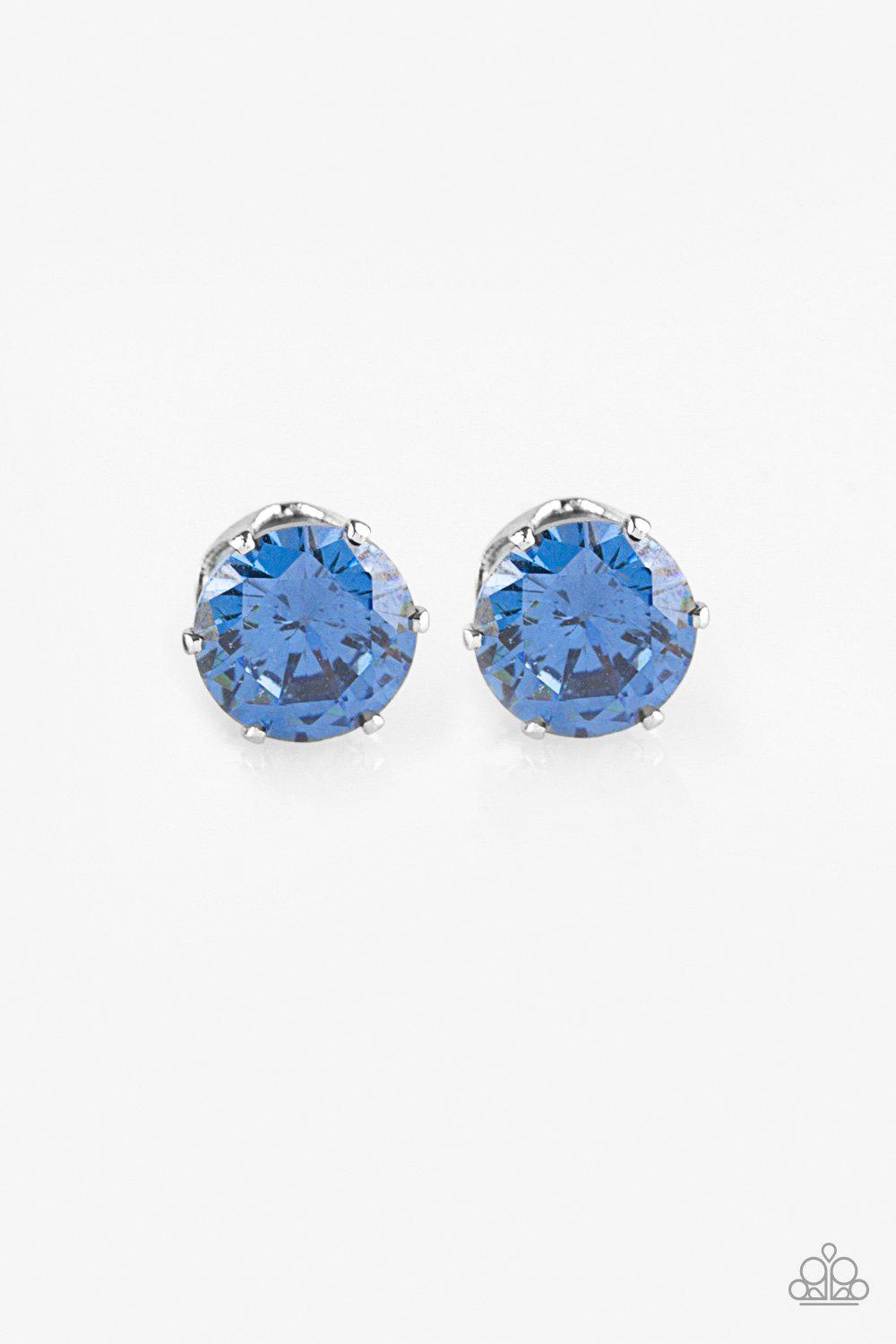 Come Out On Top Blue Gem Post Earrings - Paparazzi Accessories- lightbox - CarasShop.com - Paparazzi Jewelry by Cara Jewels