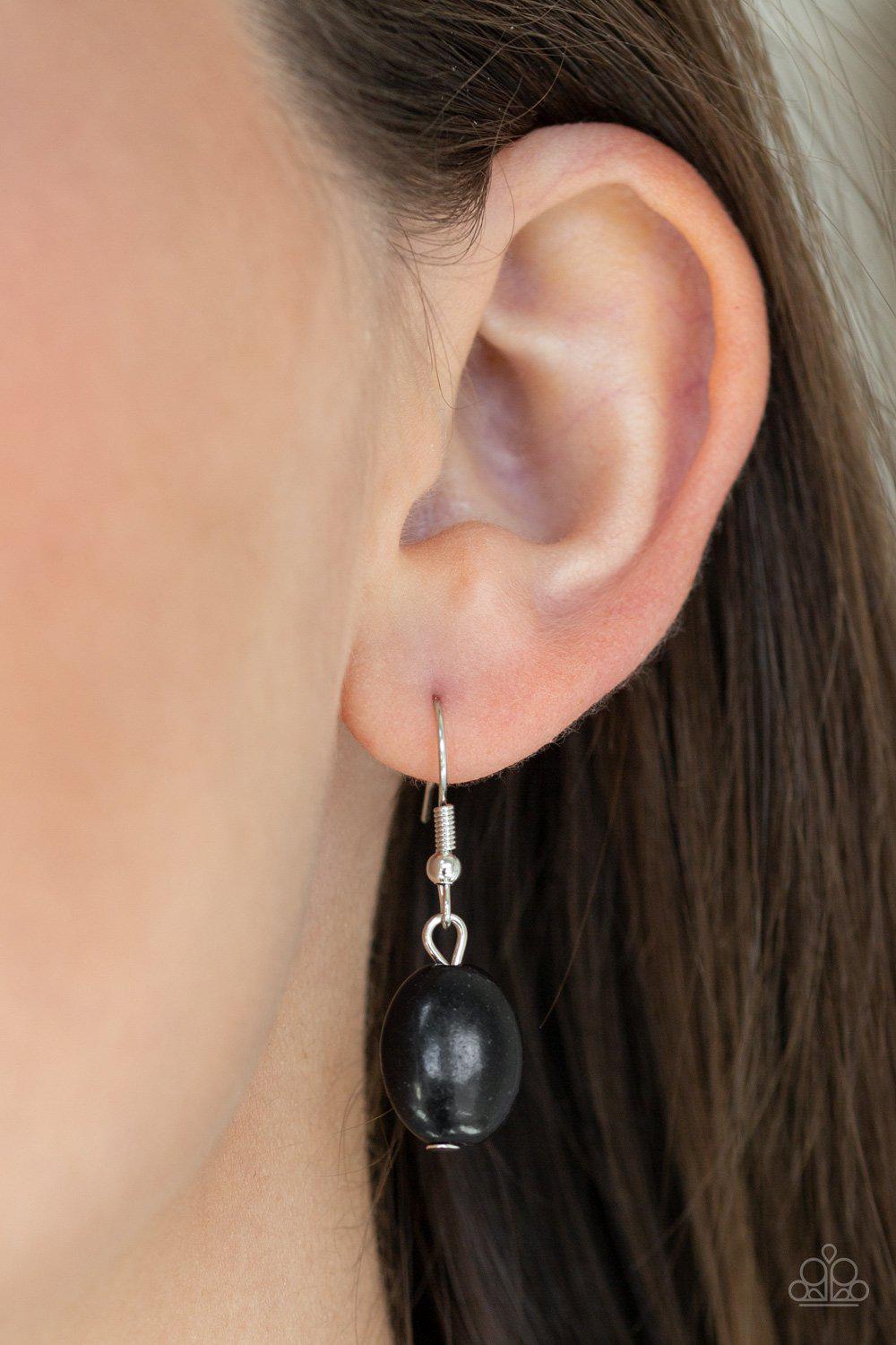 Commander In CHIEFETTE Black Stone and Silver Necklace - Paparazzi Accessories - free matching earrings -CarasShop.com - Paparazzi Jewelry by Cara Jewels