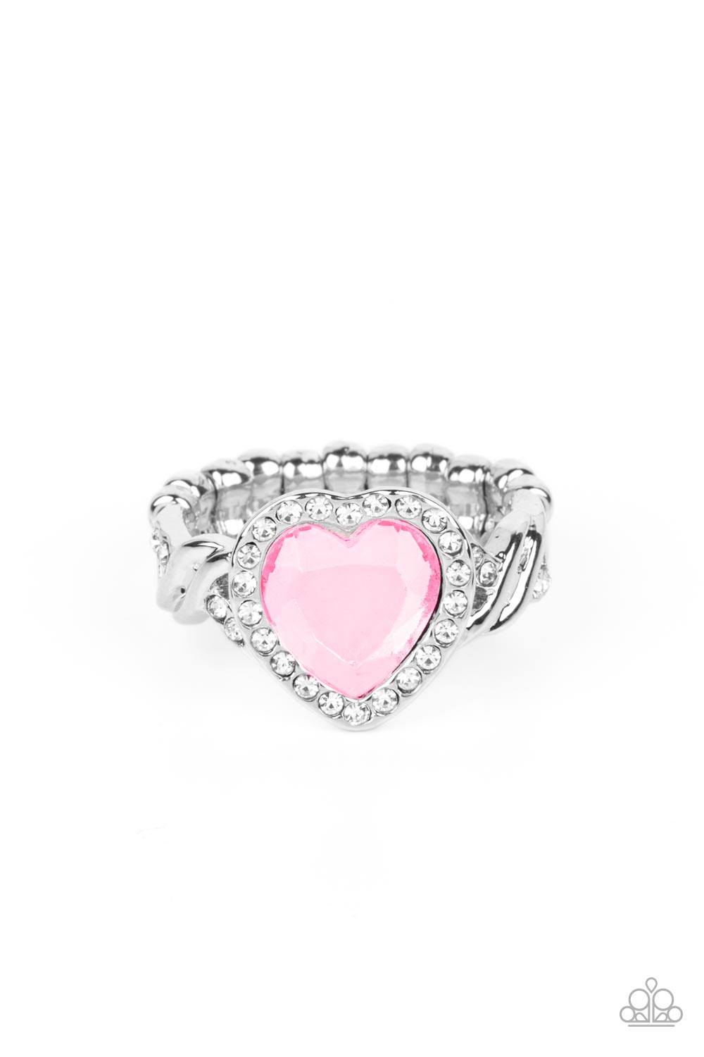 Committed to Cupid Pink Rhinestone Heart Ring - Paparazzi Accessories- lightbox - CarasShop.com - Paparazzi Jewelry by Cara Jewels