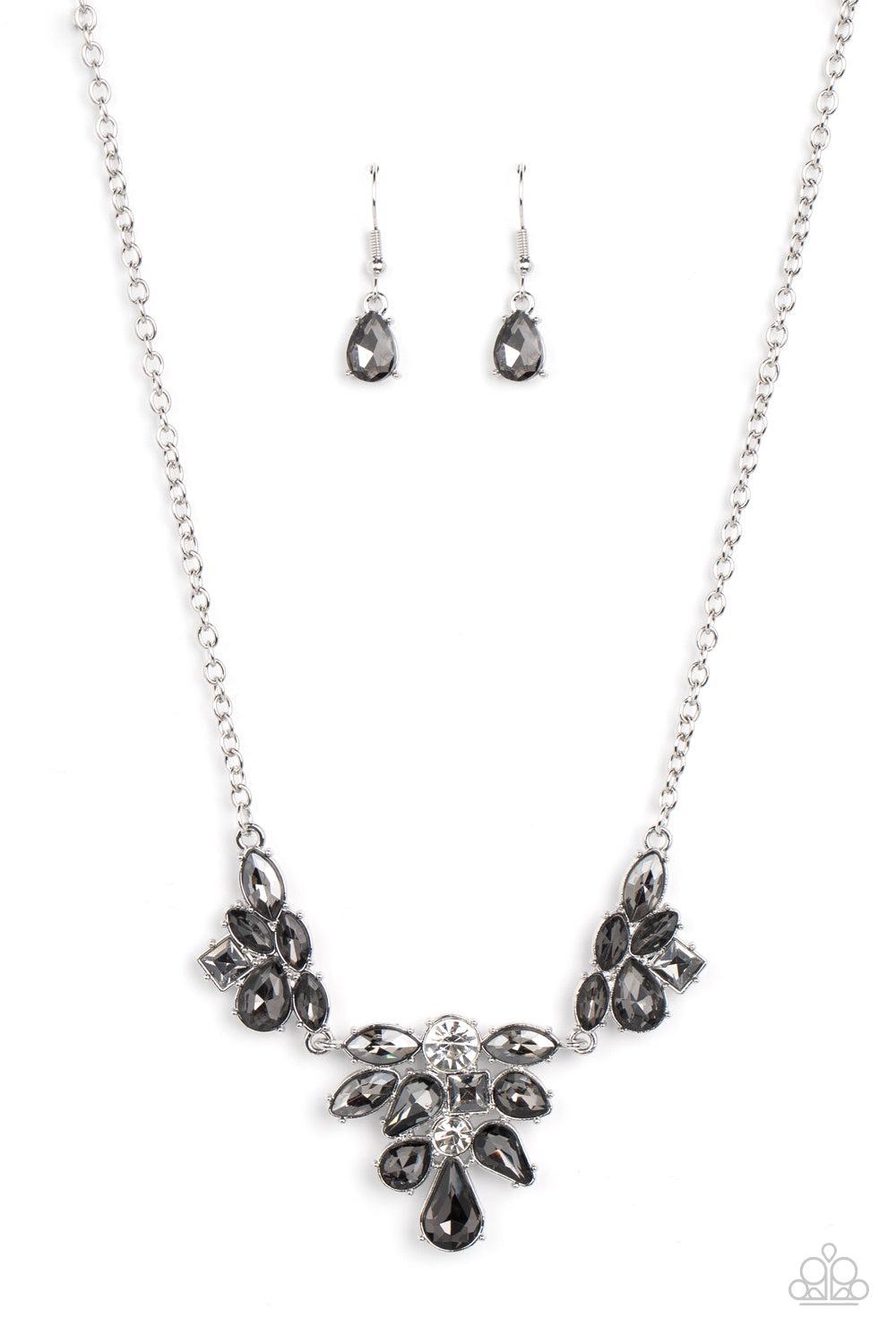 Completely Captivated Silver Rhinestone Necklace - Paparazzi Accessories- lightbox - CarasShop.com - Paparazzi Jewelry by Cara Jewels