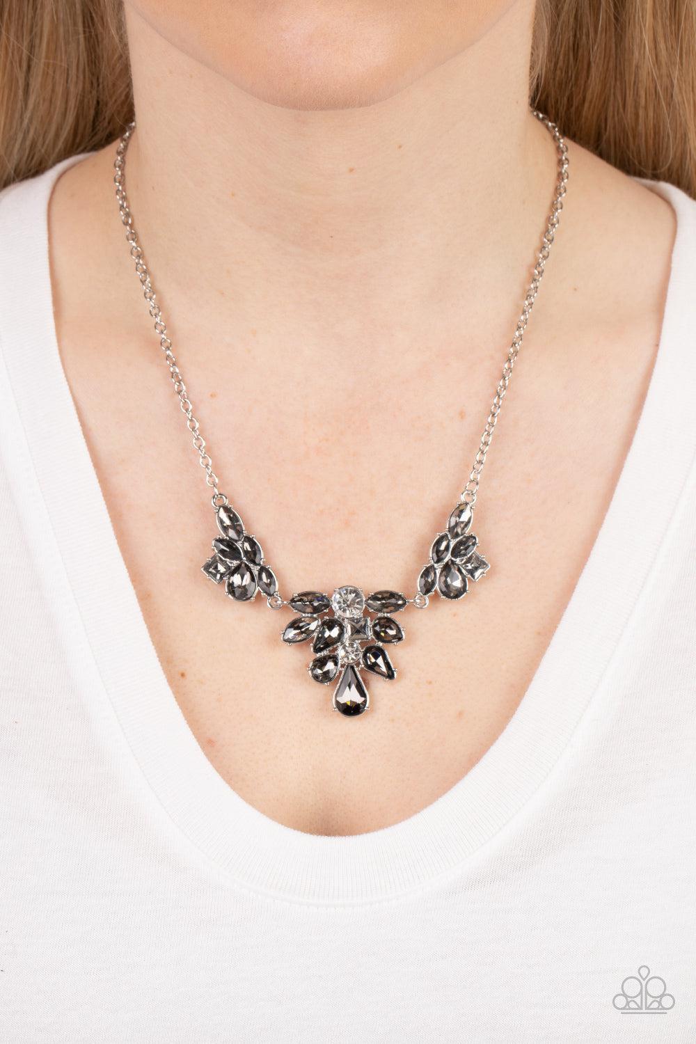 Completely Captivated Silver Rhinestone Necklace - Paparazzi Accessories- lightbox - CarasShop.com - Paparazzi Jewelry by Cara Jewels