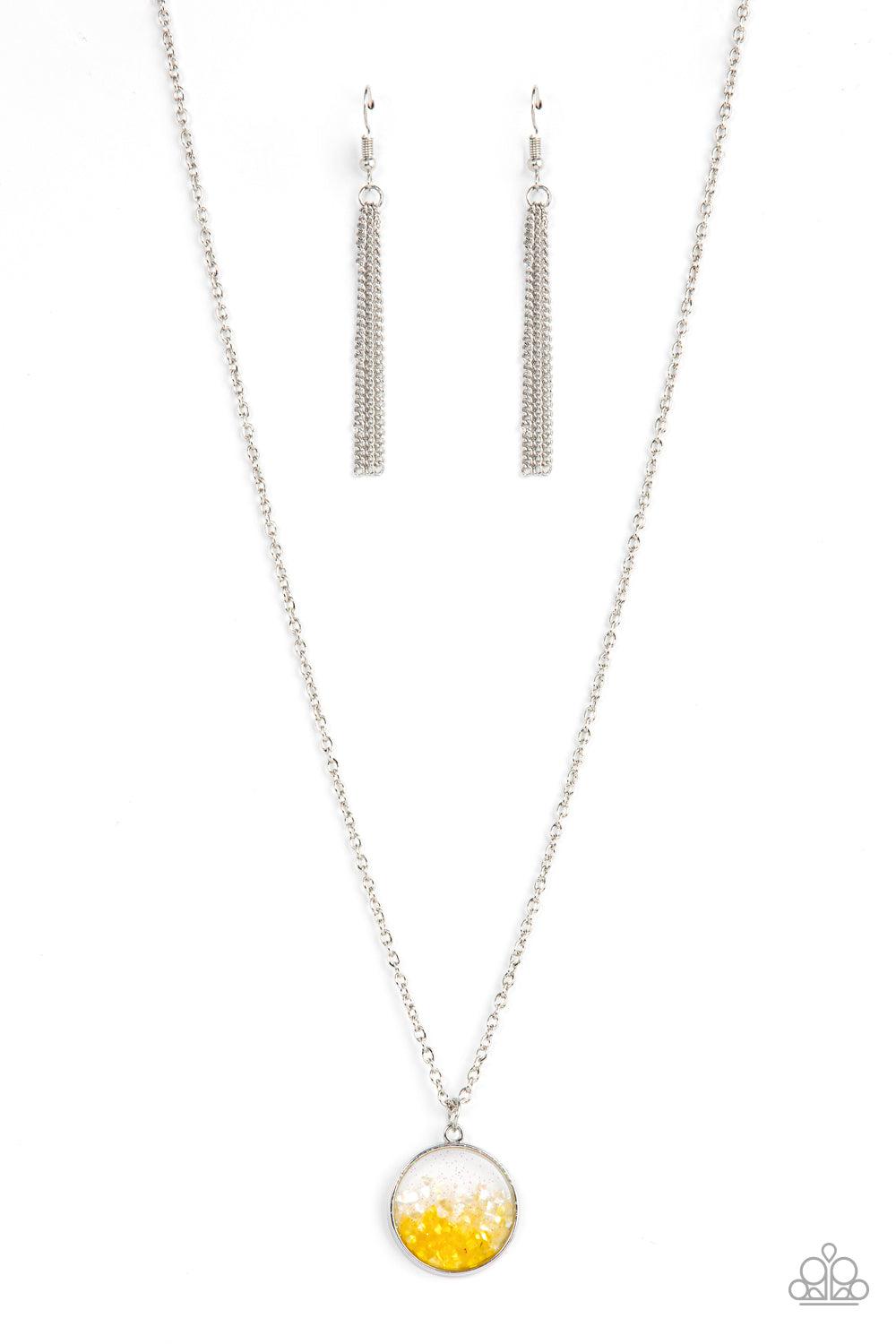 Completely Crushed Yellow Necklace - Paparazzi Accessories- lightbox - CarasShop.com - Paparazzi Jewelry by Cara Jewels