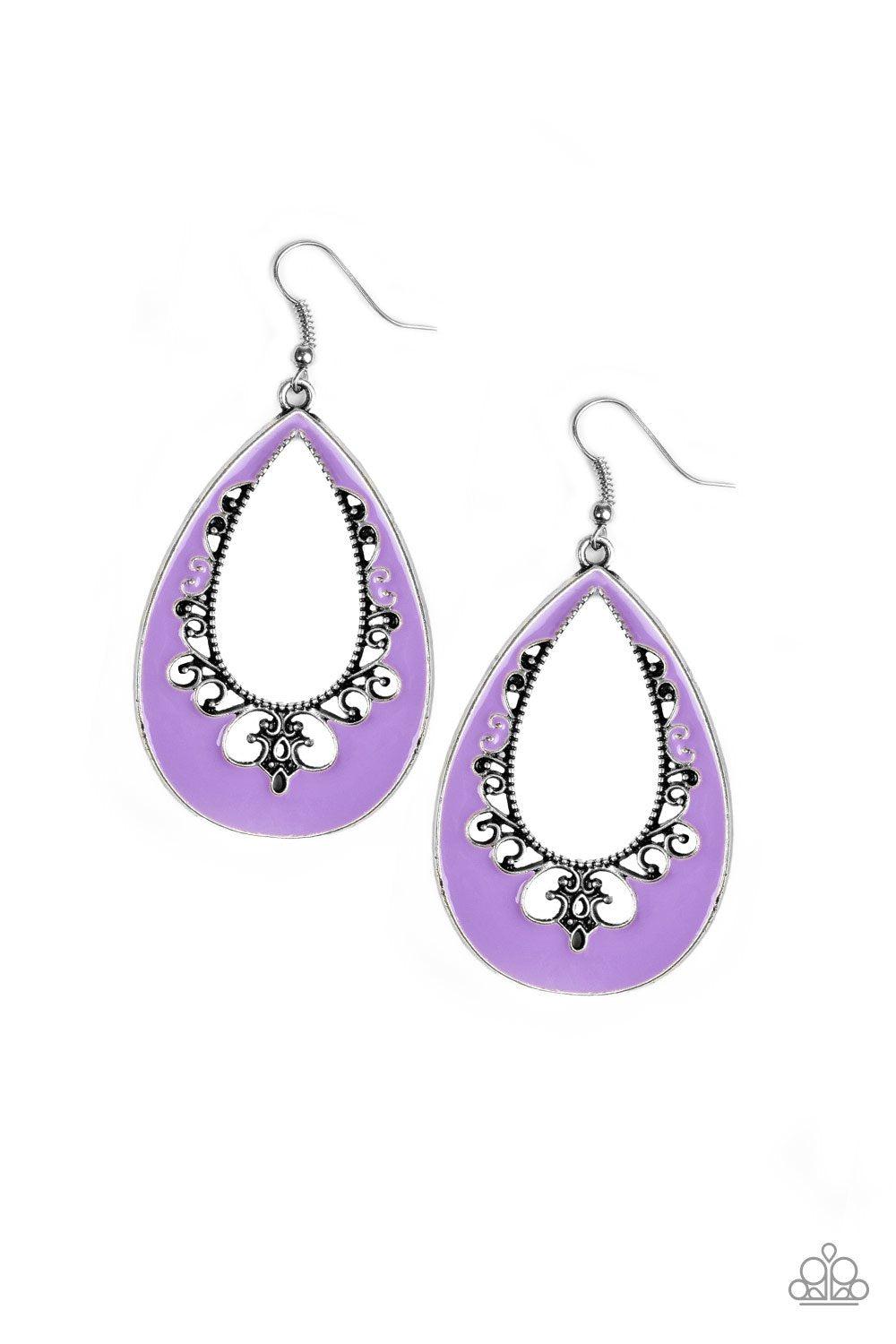 Compliments To The CHIC Purple Teardrop Earrings - Paparazzi Accessories- lightbox - CarasShop.com - Paparazzi Jewelry by Cara Jewels