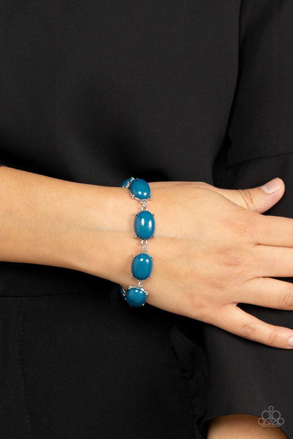 Confidently Colorful Blue Bracelet - Paparazzi Accessories- on model - CarasShop.com - Paparazzi Jewelry by Cara Jewels