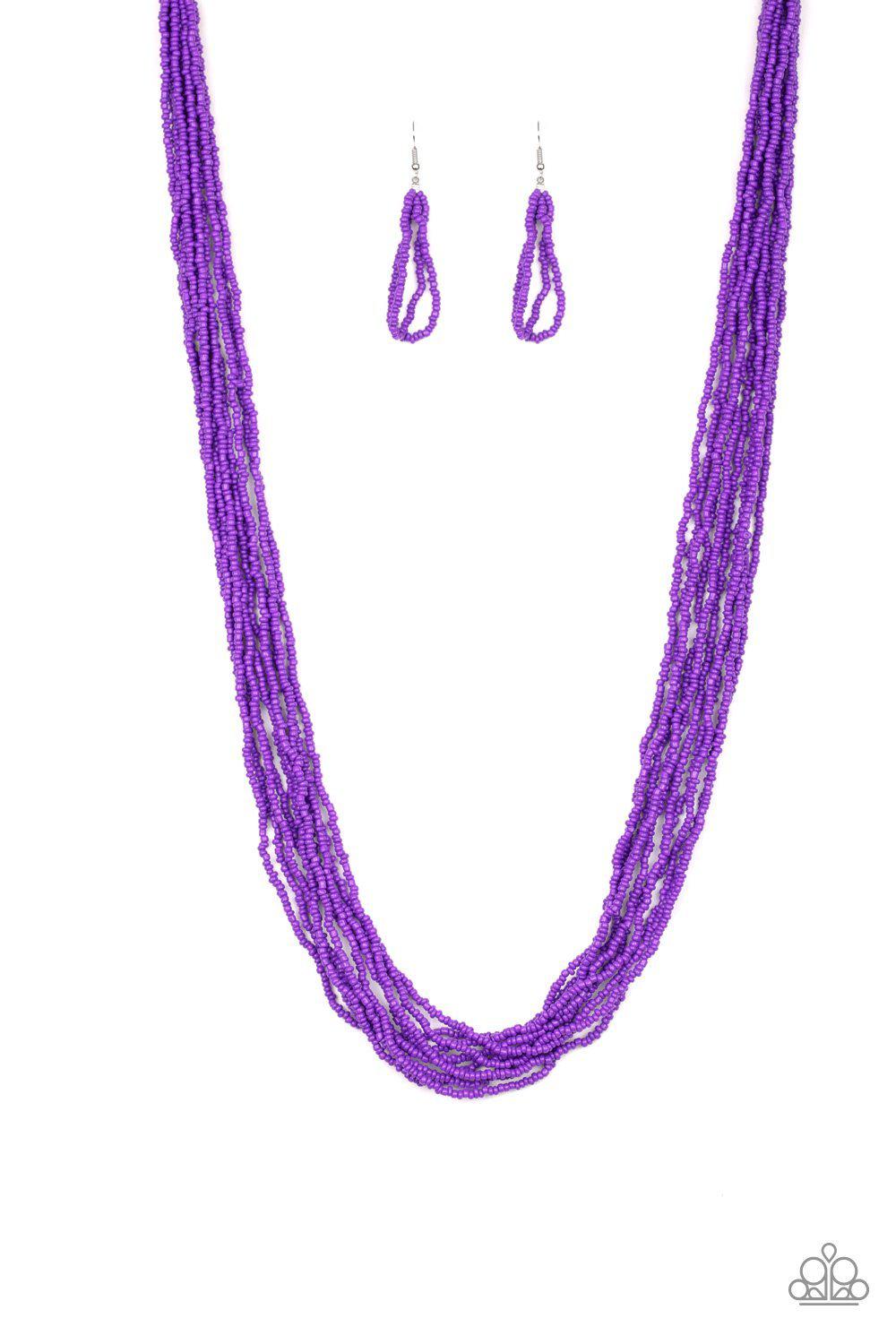 Congo Colada Purple Seed Bead Necklace - Paparazzi Accessories- lightbox - CarasShop.com - Paparazzi Jewelry by Cara Jewels