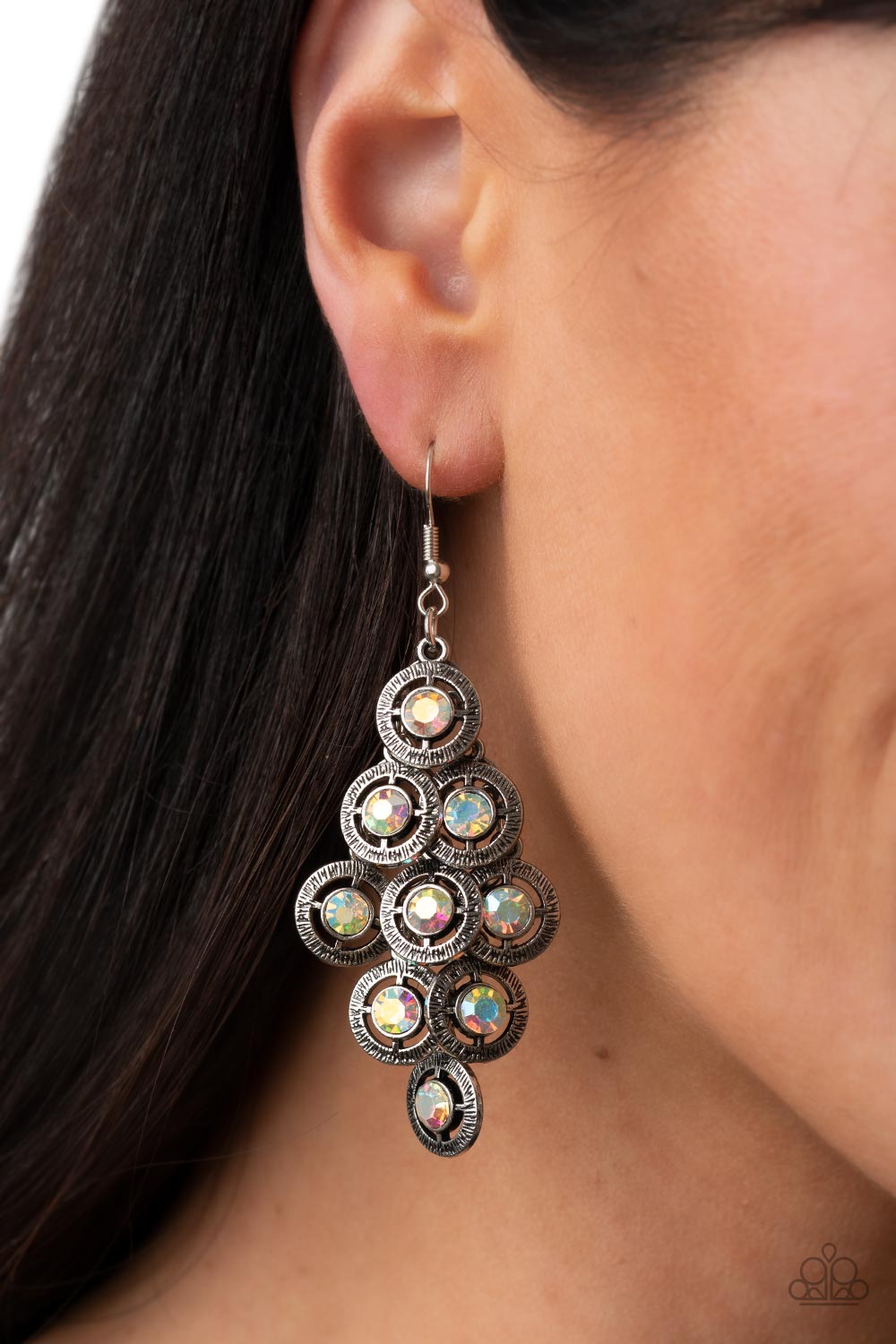 Constellation Cruise Multi Iridescent Rhinestone Earrings - Paparazzi Accessories- lightbox - CarasShop.com - Paparazzi Jewelry by Cara Jewels