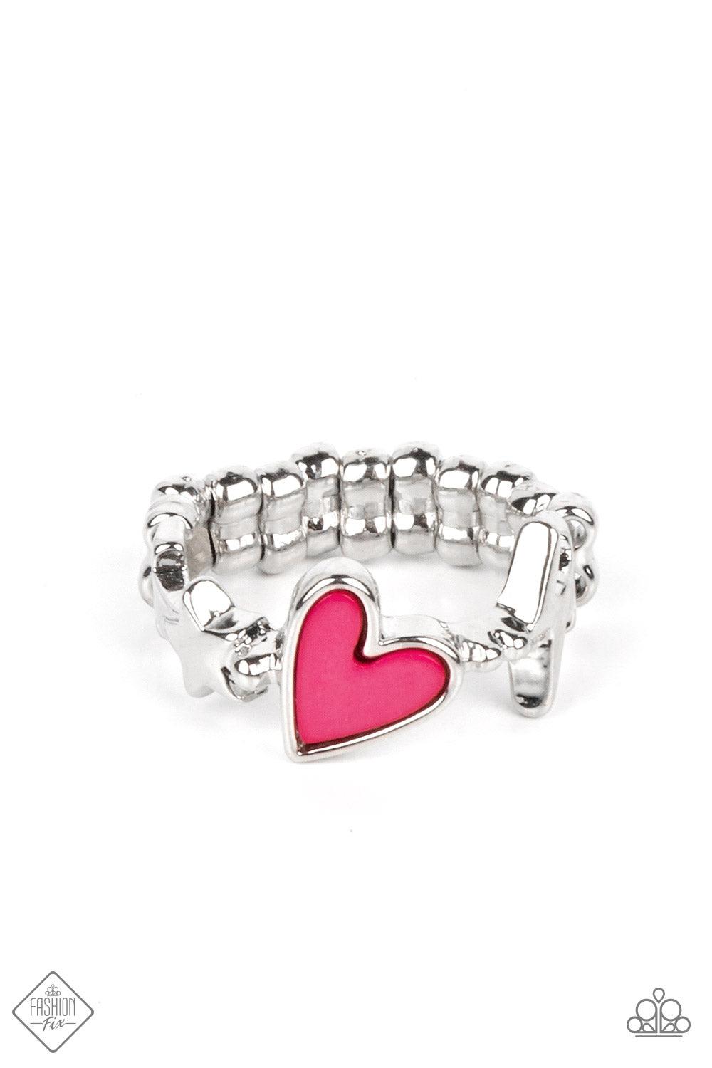 Contemporary Charm Pink Heart Ring - Paparazzi Accessories- lightbox - CarasShop.com - Paparazzi Jewelry by Cara Jewels