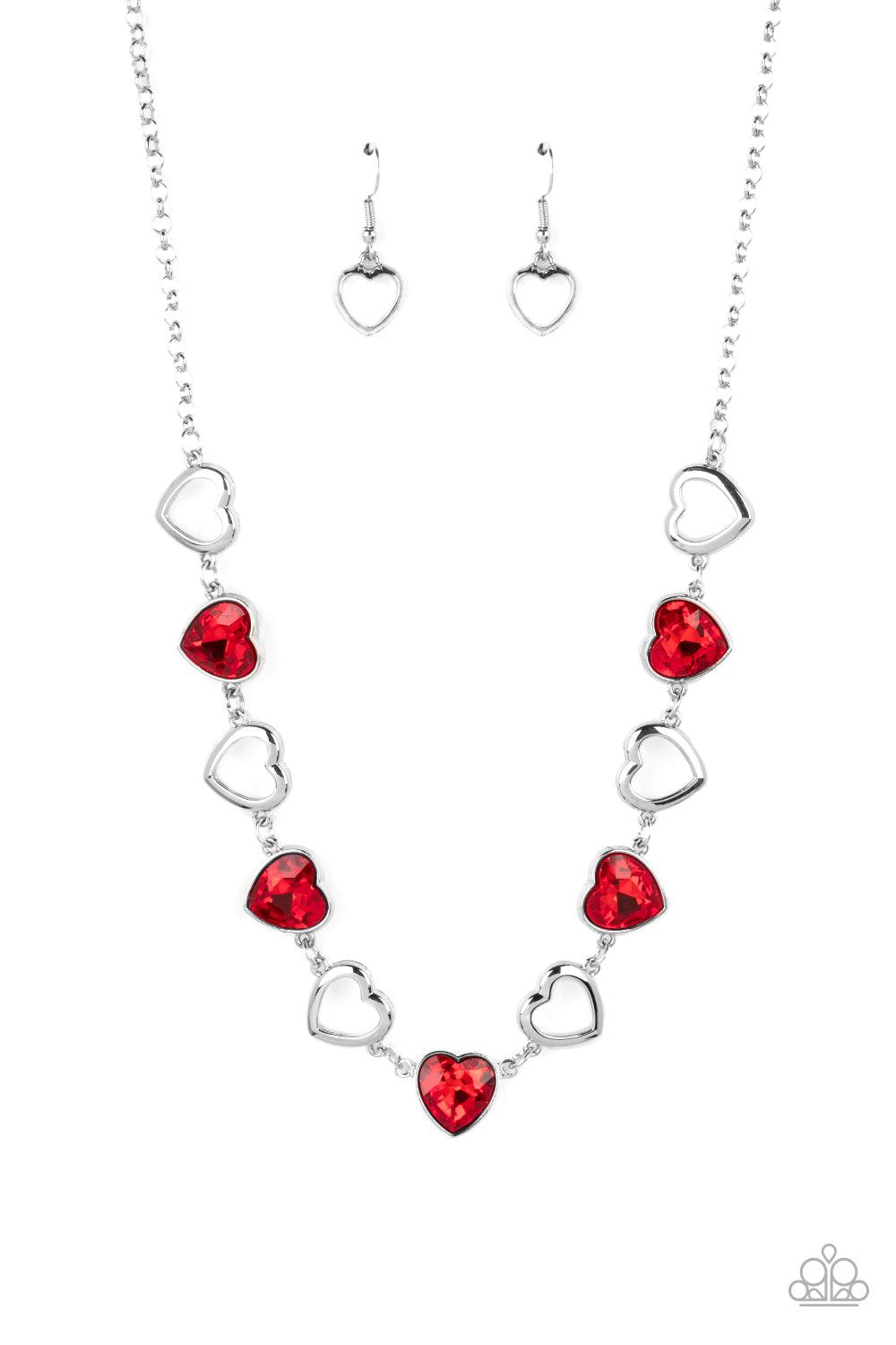 Contemporary Cupid Red Heart Necklace - Paparazzi Accessories- lightbox - CarasShop.com - Paparazzi Jewelry by Cara Jewels