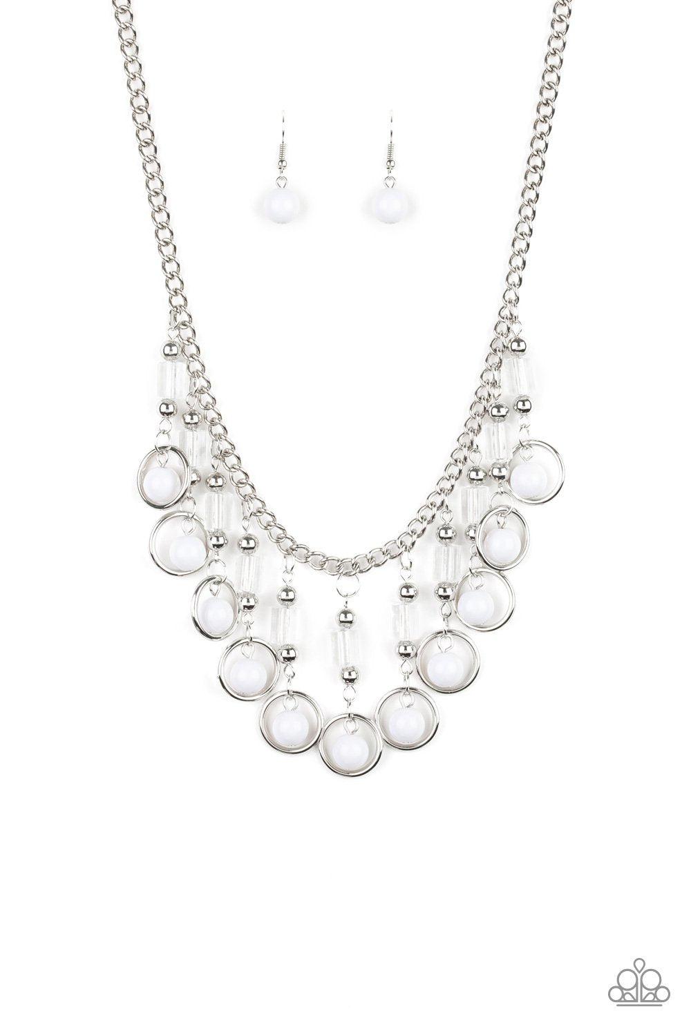 Cool Cascade White Necklace - Paparazzi Accessories- lightbox - CarasShop.com - Paparazzi Jewelry by Cara Jewels