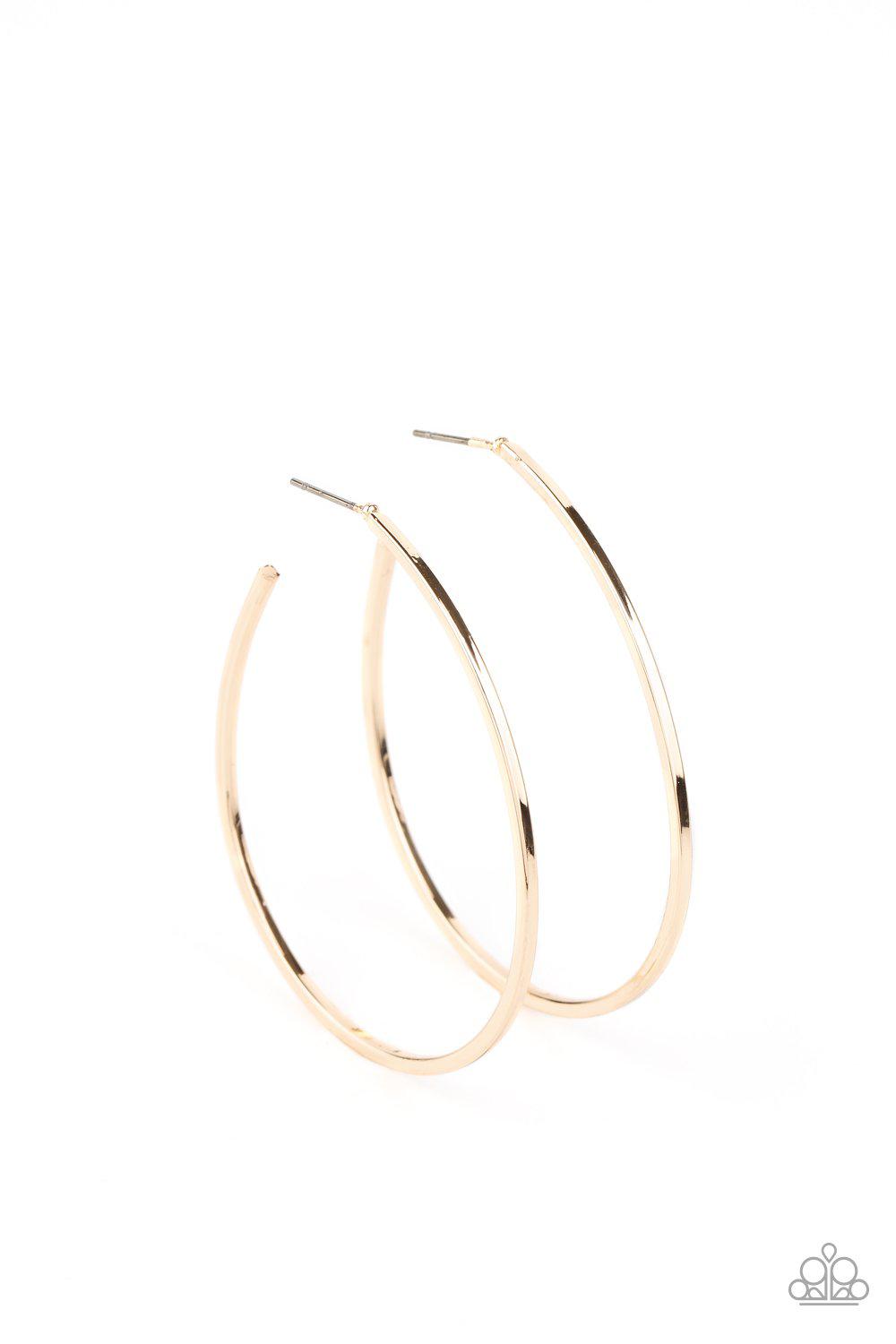 Cool Curves Gold Hoop Earrings - Paparazzi Accessories- lightbox - CarasShop.com - Paparazzi Jewelry by Cara Jewels