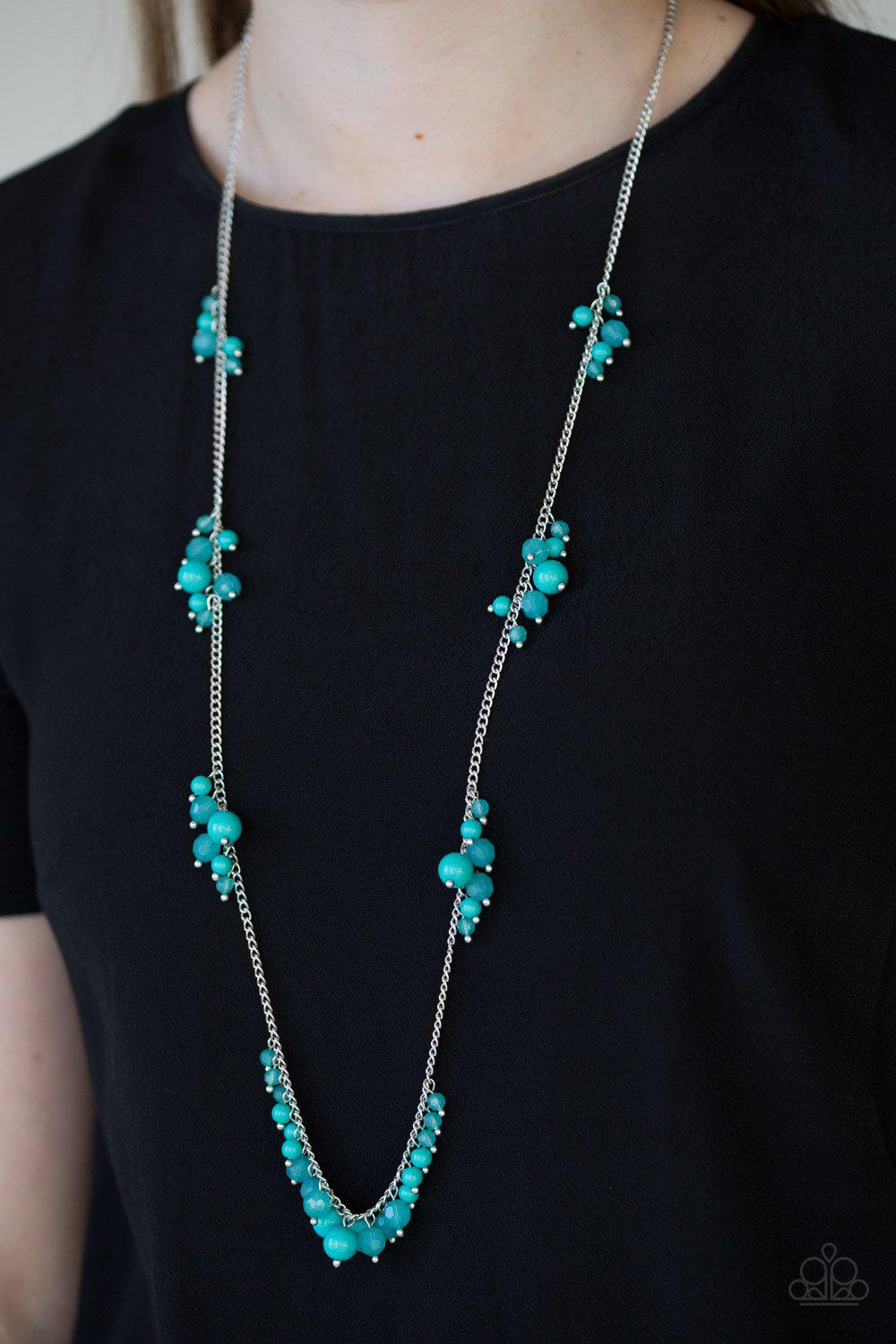 Coral Reefs Green and Silver Necklace - Paparazzi Accessories- on model - CarasShop.com - Paparazzi Jewelry by Cara Jewels
