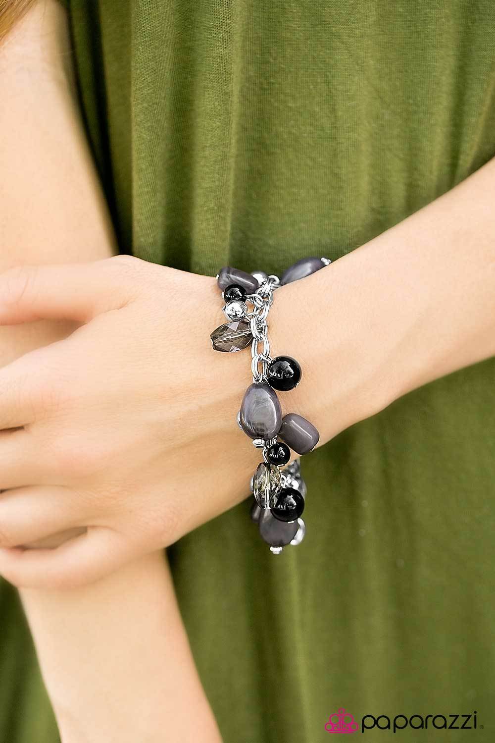Coral Sea Black Bracelet - Paparazzi Accessories- on model - CarasShop.com - Paparazzi Jewelry by Cara Jewels