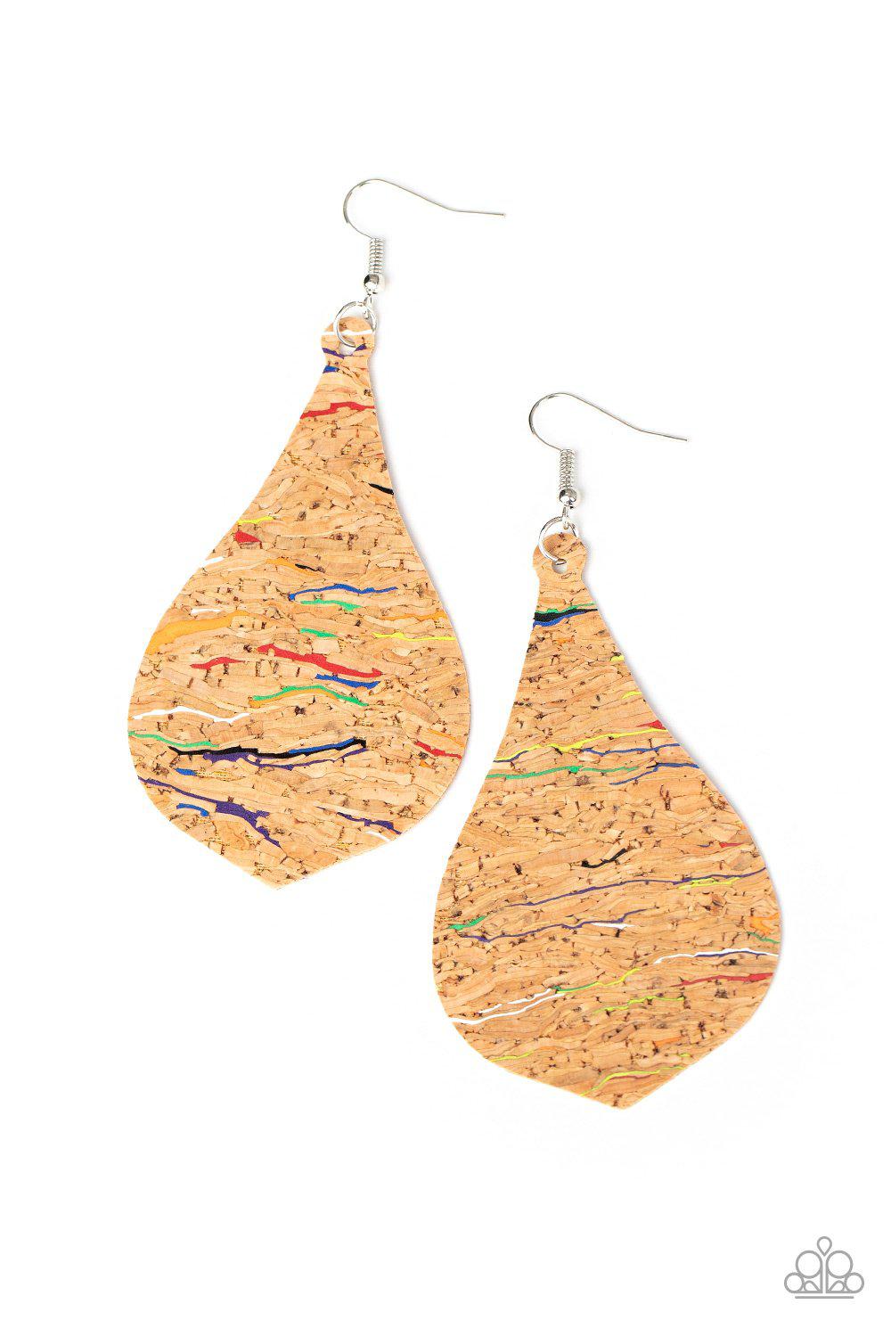 Cork Coast Multi-colored Teardrop Earrings - Paparazzi Accessories- lightbox - CarasShop.com - Paparazzi Jewelry by Cara Jewels
