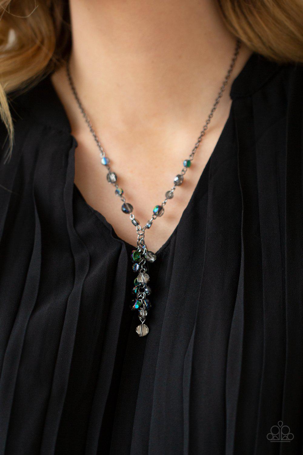 Cosmic Charisma Multi Oil Spill Necklace - Paparazzi Accessories- on model - CarasShop.com - Paparazzi Jewelry by Cara Jewels