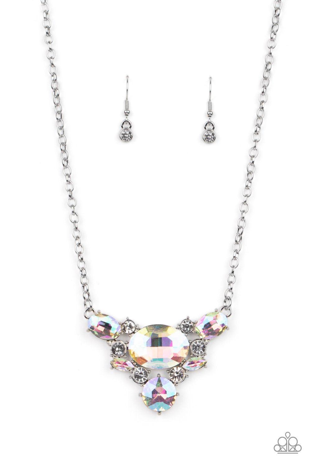 Cosmic Coronation Multi Iridescent Rhinestone Necklace - Paparazzi Accessories- lightbox - CarasShop.com - Paparazzi Jewelry by Cara Jewels