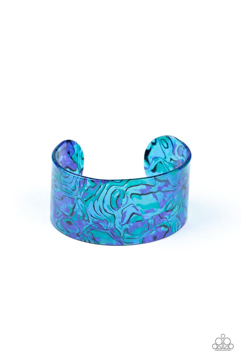 Cosmic Couture Blue Watercolor Acrylic Cuff Bracelet - Paparazzi Accessories- lightbox - CarasShop.com - Paparazzi Jewelry by Cara Jewels