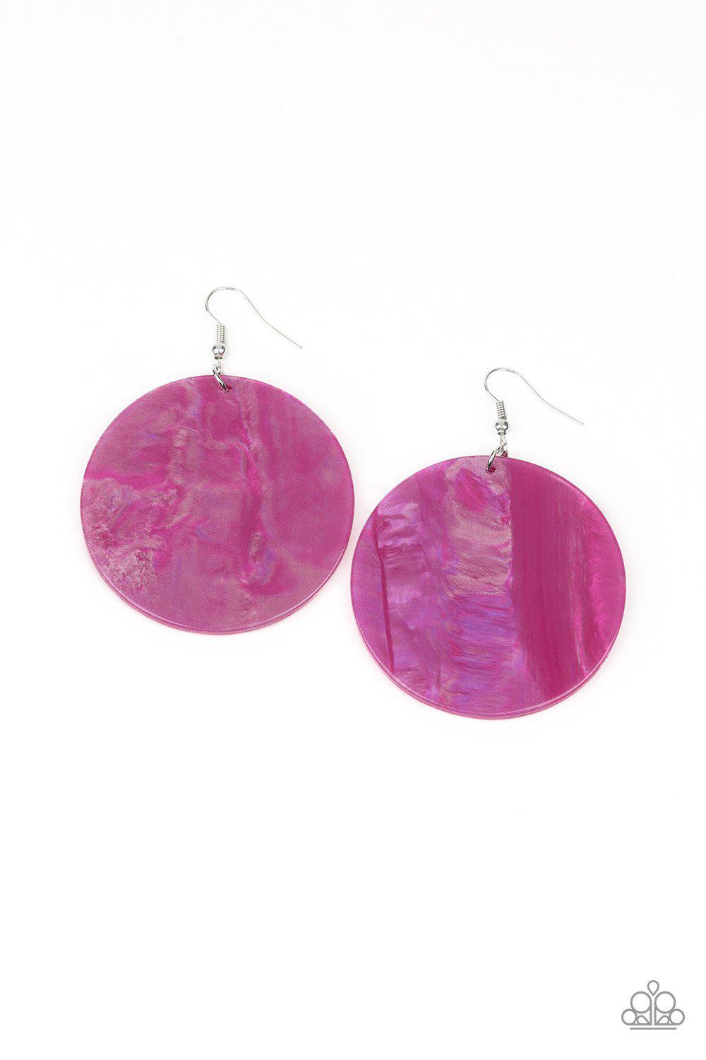 Cosmic Rainbow Multi - Rainbow Iridescent Pink Acrylic Earrings - Paparazzi Accessories- lightbox - CarasShop.com - Paparazzi Jewelry by Cara Jewels