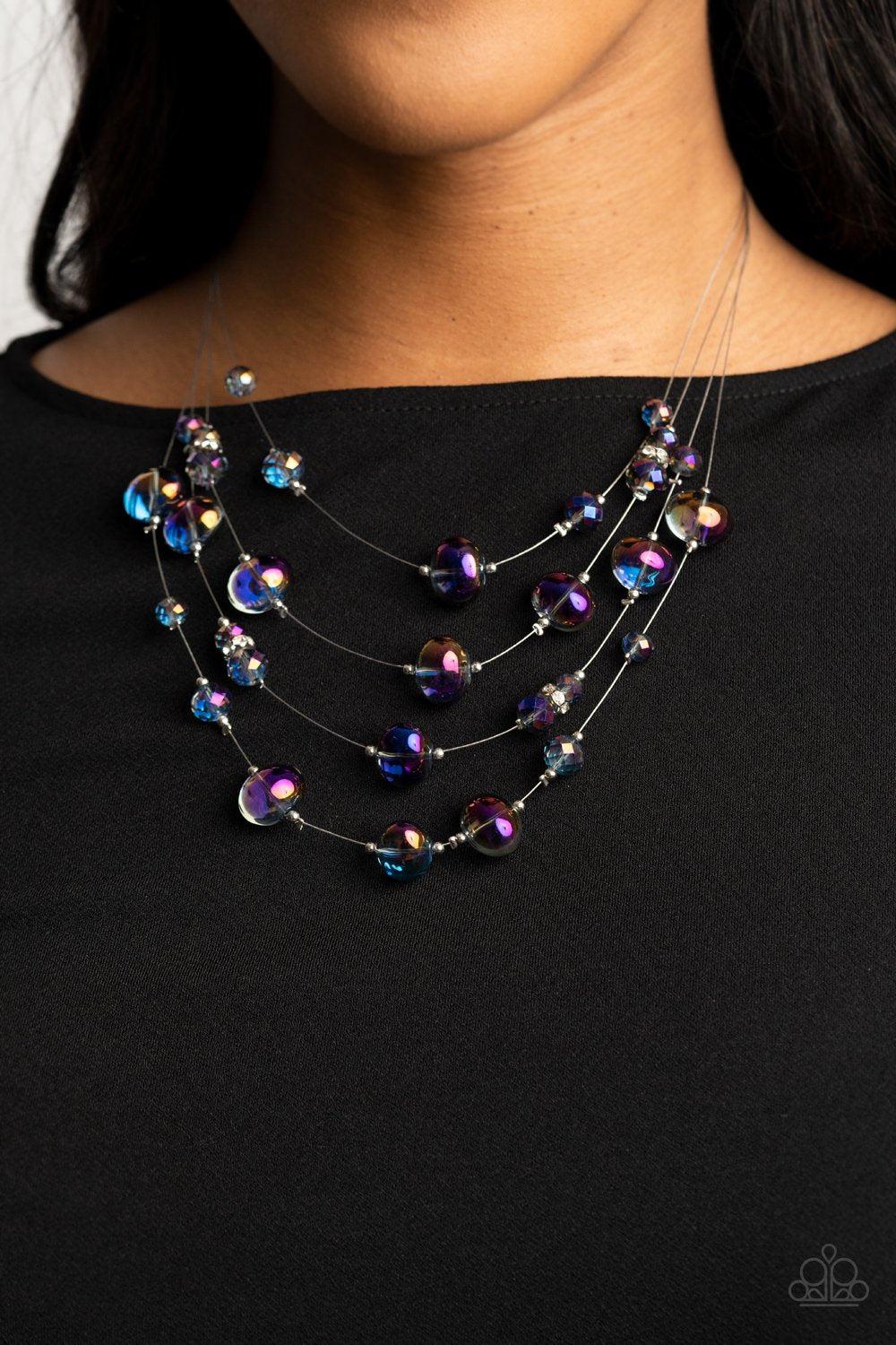 Cosmic Real Estate Multi "Oil Spill" Necklace - Paparazzi Accessories- on model - CarasShop.com - Paparazzi Jewelry by Cara Jewels