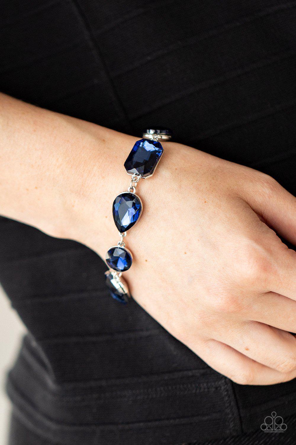 Cosmic Treasure Chest Sapphire Blue Rhinestone Bracelet - Paparazzi Accessories- lightbox - CarasShop.com - Paparazzi Jewelry by Cara Jewels