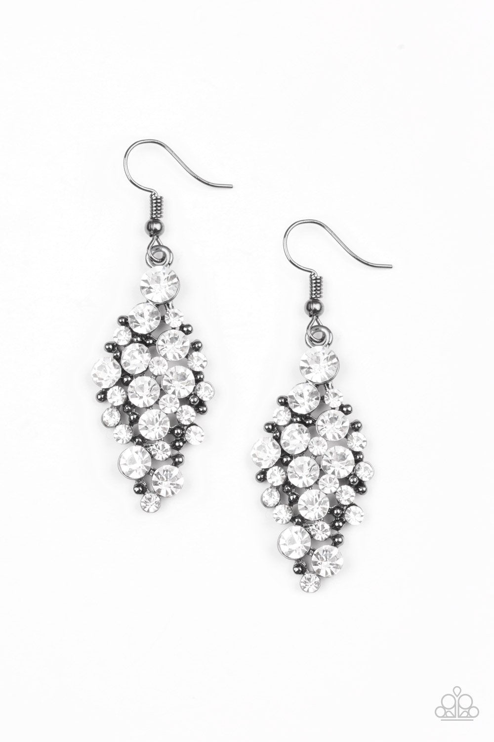Cosmically Chic Black and White Rhinestone Earrings - Paparazzi Accessories- lightbox - CarasShop.com - Paparazzi Jewelry by Cara Jewels