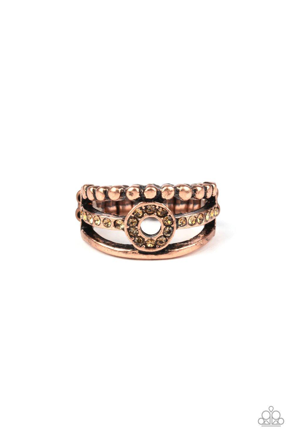 Cost of Living Copper Ring - Paparazzi Accessories- lightbox - CarasShop.com - Paparazzi Jewelry by Cara Jewels