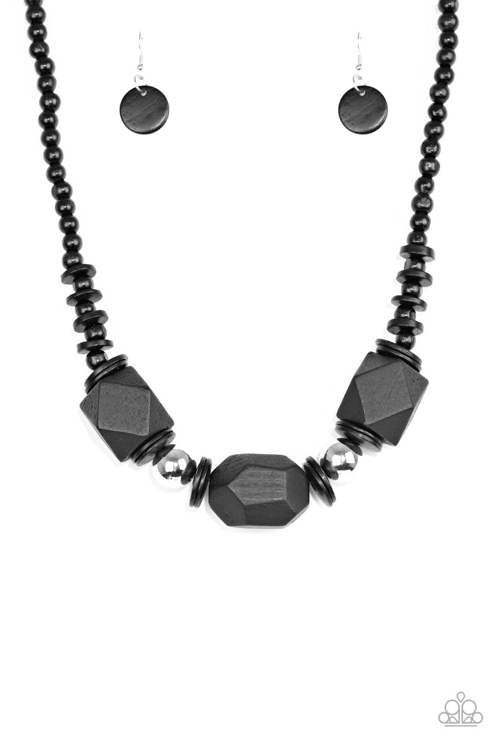 Costa Maya Majesty Black Wood Necklace - Paparazzi Accessories- lightbox - CarasShop.com - Paparazzi Jewelry by Cara Jewels