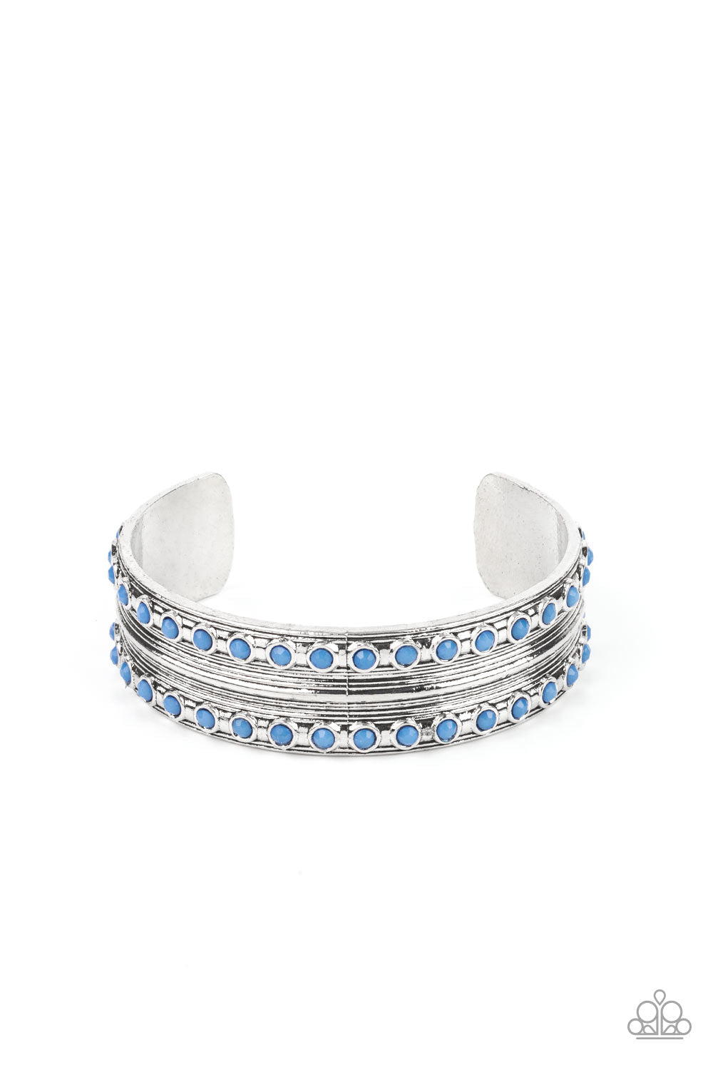 Costa Rica Retreat Blue & Silver Cuff Bracelet - Paparazzi Accessories- lightbox - CarasShop.com - Paparazzi Jewelry by Cara Jewels