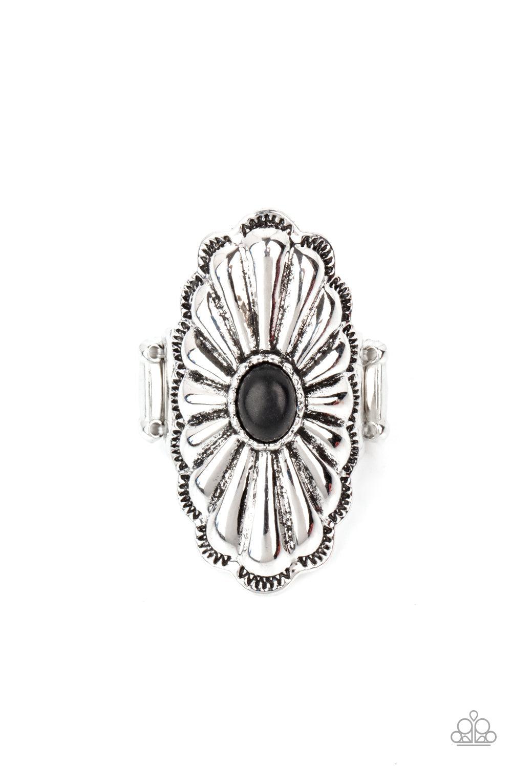 Cottage Couture Black Ring - Paparazzi Accessories- lightbox - CarasShop.com - Paparazzi Jewelry by Cara Jewels