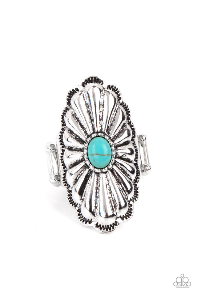 Cottage Couture Blue Stone Ring - Paparazzi Accessories- lightbox - CarasShop.com - Paparazzi Jewelry by Cara Jewels