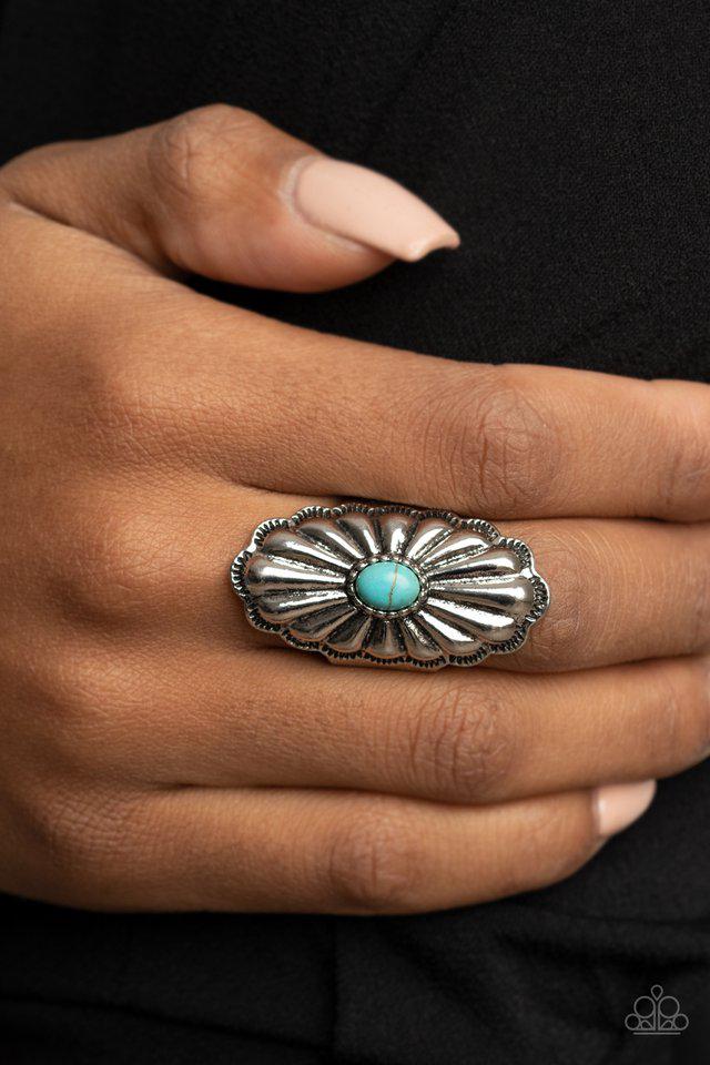 Cottage Couture Blue Stone Ring - Paparazzi Accessories- lightbox - CarasShop.com - Paparazzi Jewelry by Cara Jewels