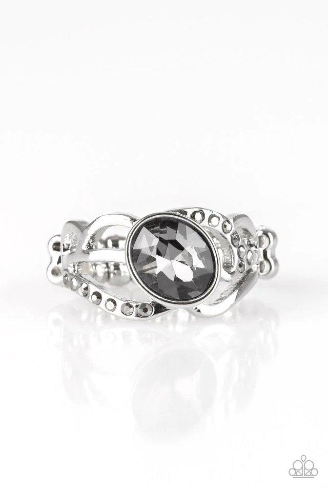 Couldn't Care FLAWLESS Silver Rhinestone Ring - Paparazzi Accessories- lightbox - CarasShop.com - Paparazzi Jewelry by Cara Jewels