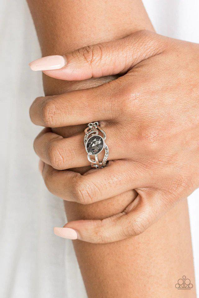 Couldn't Care FLAWLESS Silver Rhinestone Ring - Paparazzi Accessories- on model - CarasShop.com - Paparazzi Jewelry by Cara Jewels