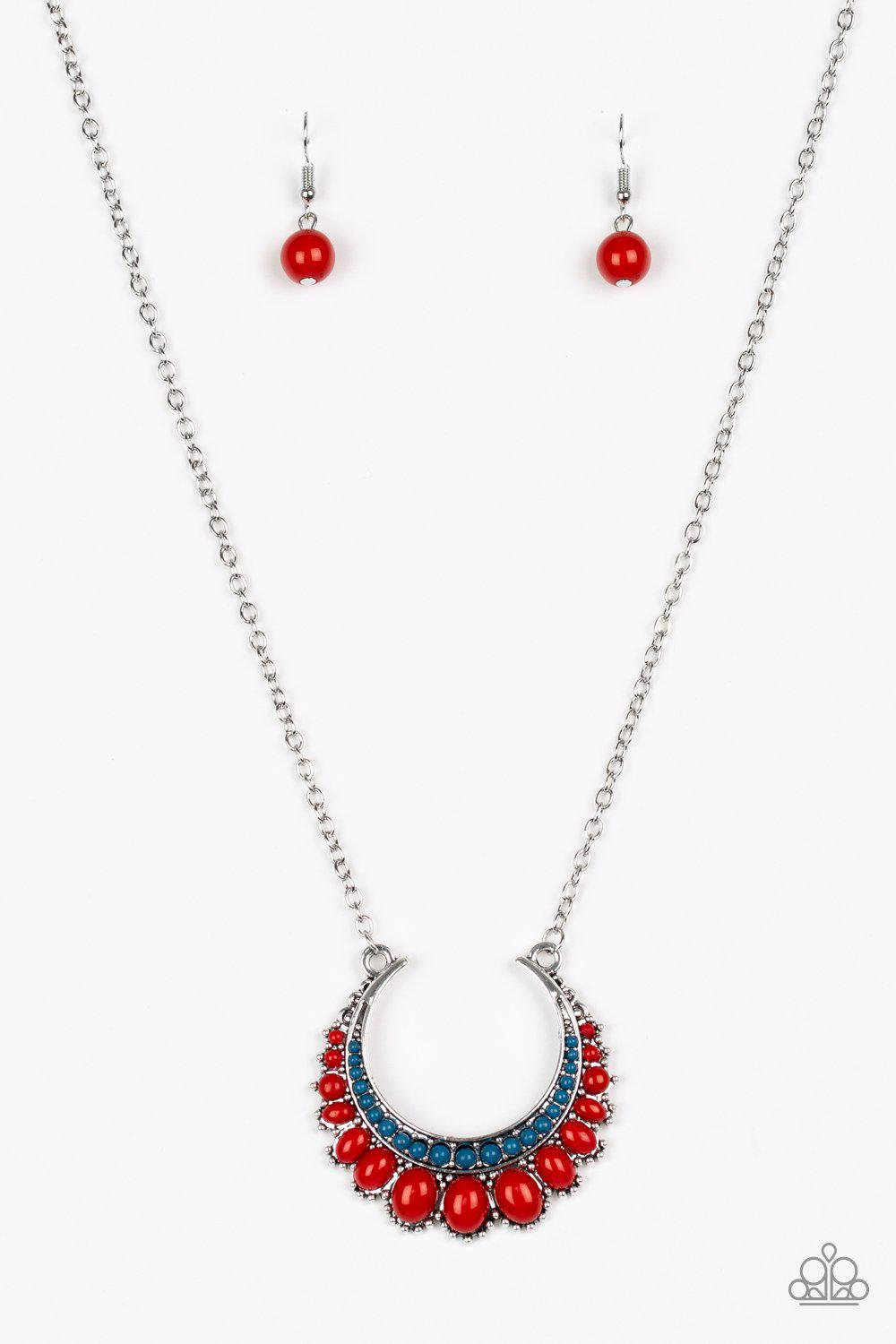 Count To Zen Multi - Red and Blue Necklace - Paparazzi Accessories- lightbox - CarasShop.com - Paparazzi Jewelry by Cara Jewels