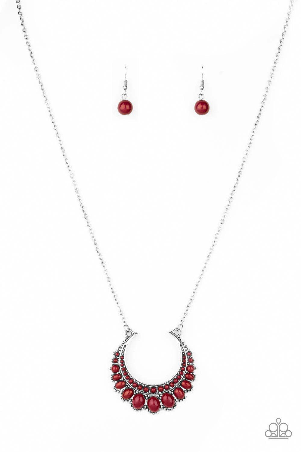 Count To Zen Red Necklace - Paparazzi Accessories- lightbox - CarasShop.com - Paparazzi Jewelry by Cara Jewels