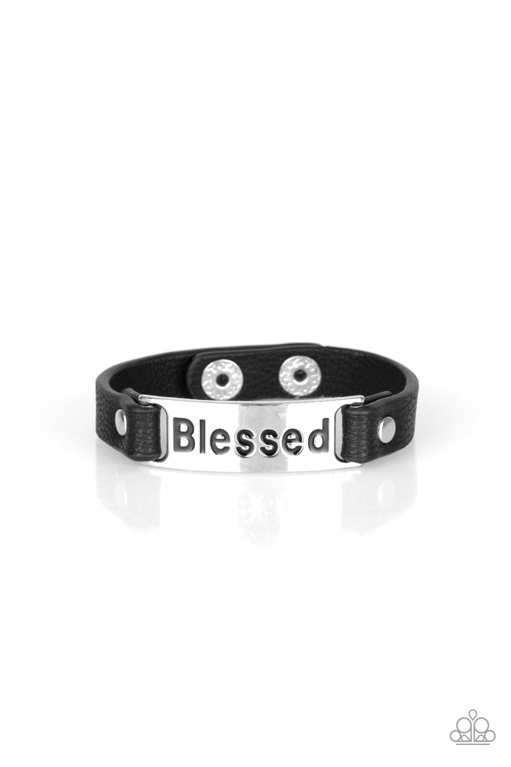 Count Your Blessings Black Wrap Snap Bracelet - Paparazzi Accessories- lightbox - CarasShop.com - Paparazzi Jewelry by Cara Jewels