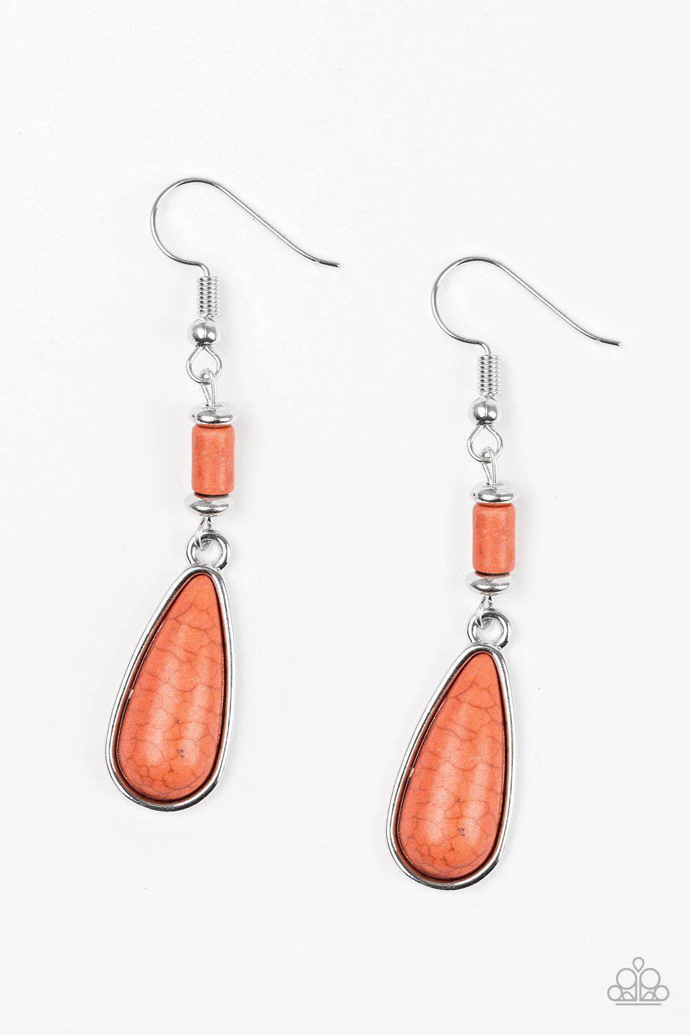 Courageously Canyon Orange Stone Earrings - Paparazzi Accessories- lightbox - CarasShop.com - Paparazzi Jewelry by Cara Jewels
